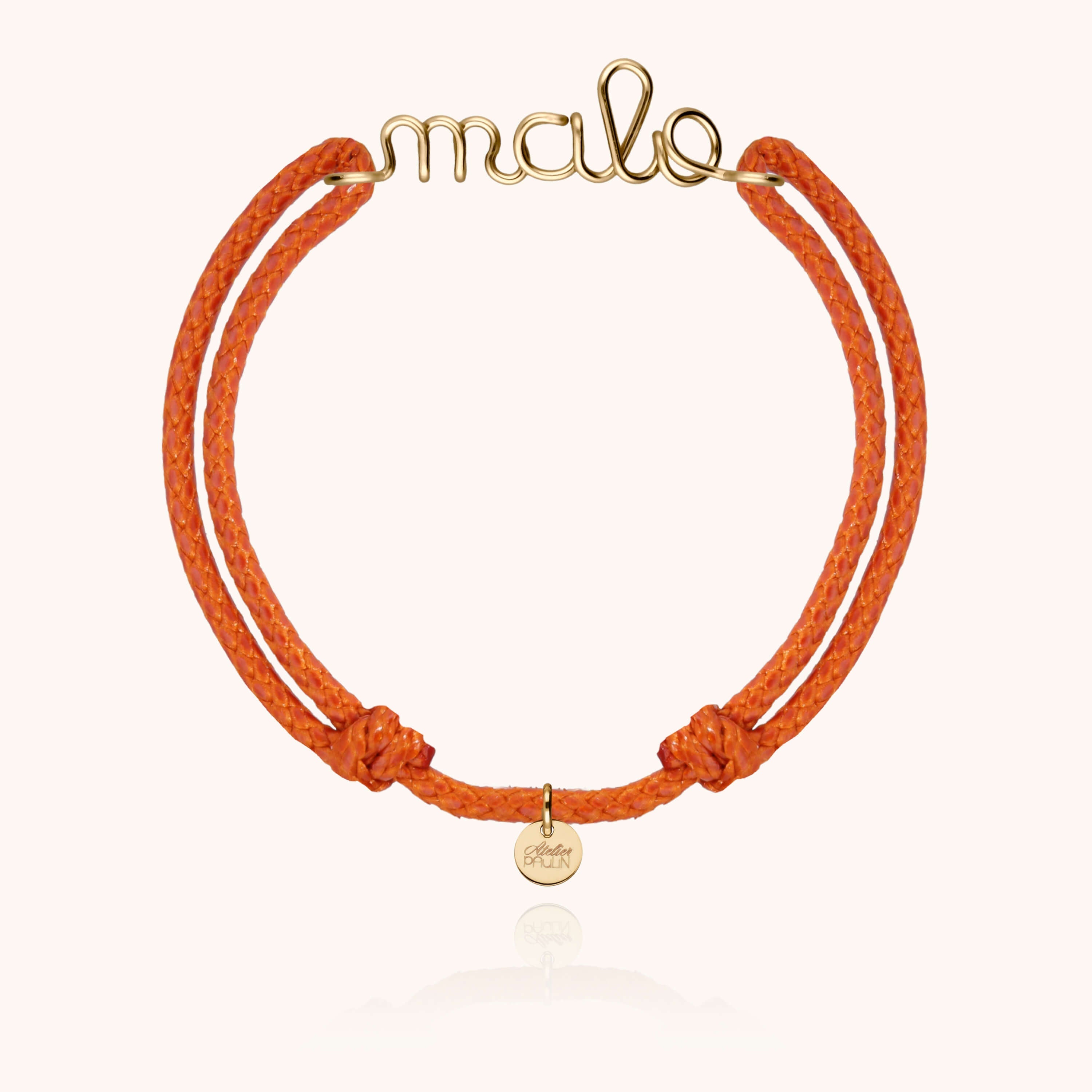 Personalized Waxed Cord Bracelet for Men - laminated yellow gold