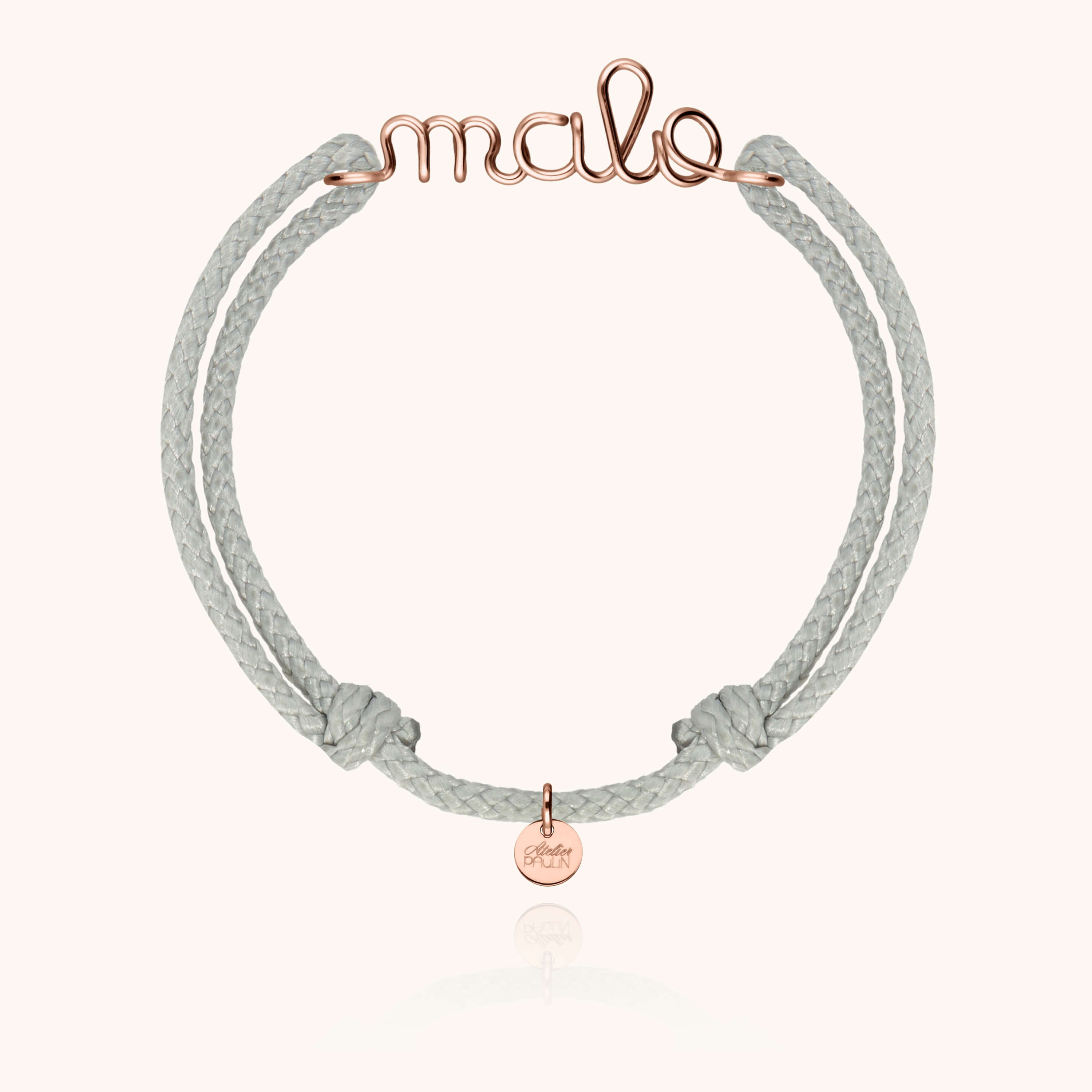 Bracelet Cordon Ciré Personnalisé Homme en or rose laminé — fabriqué à la main à Paris