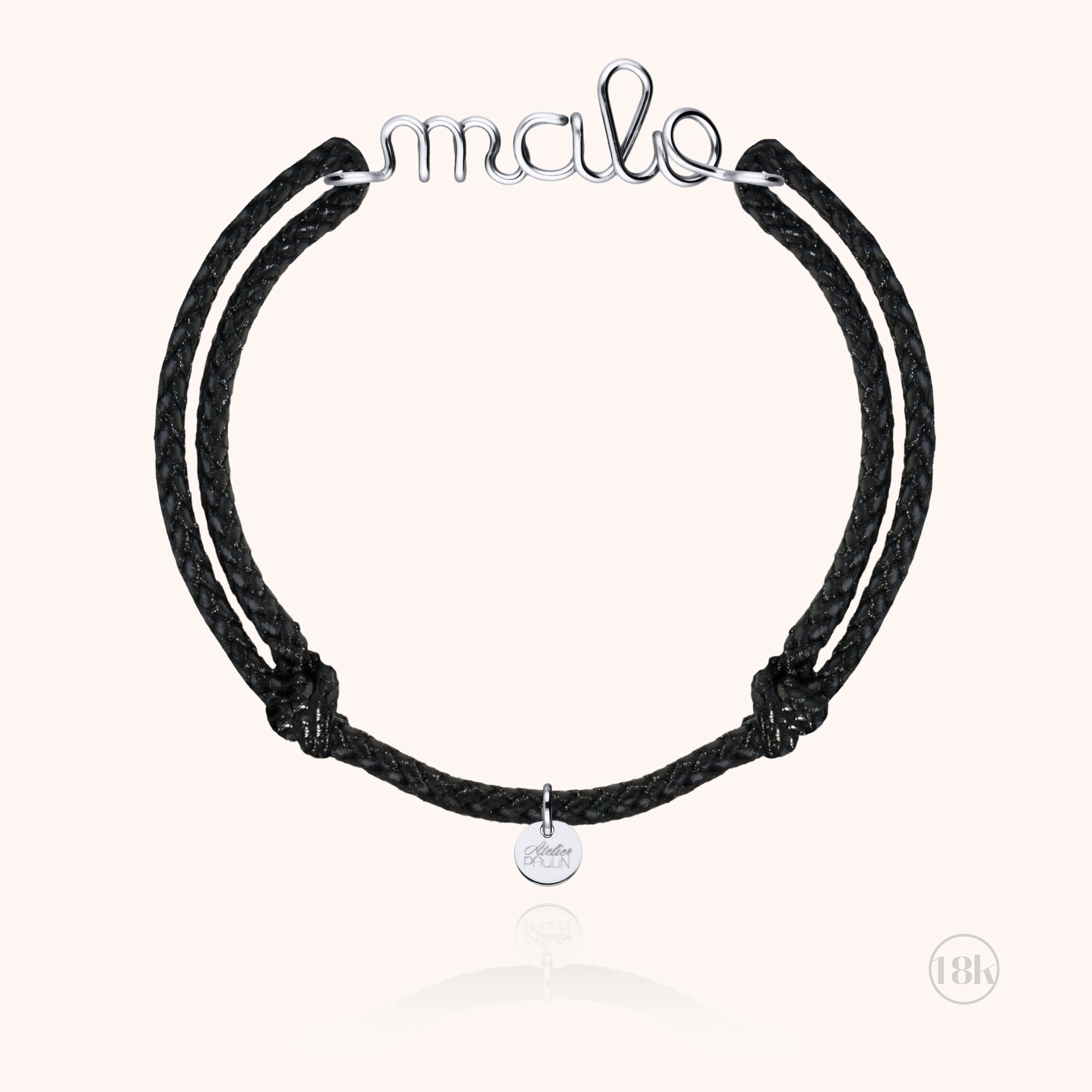 Bracelet Cordon Ciré Personnalisé Homme en or blanc 18K — garantie à vie Atelier Paulin