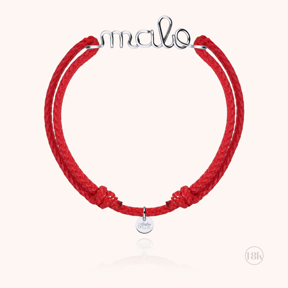 Bracelet Cordon Ciré Personnalisé Homme en or blanc 18K — expédition sécurisée Paris