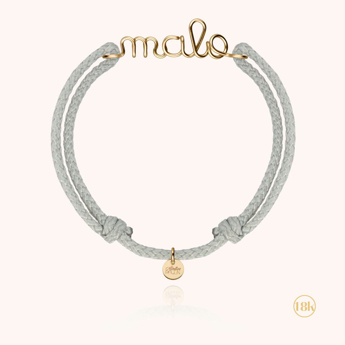 Bracelet Cordon Ciré Personnalisé Homme en or jaune 18K — façonné à la main à Paris