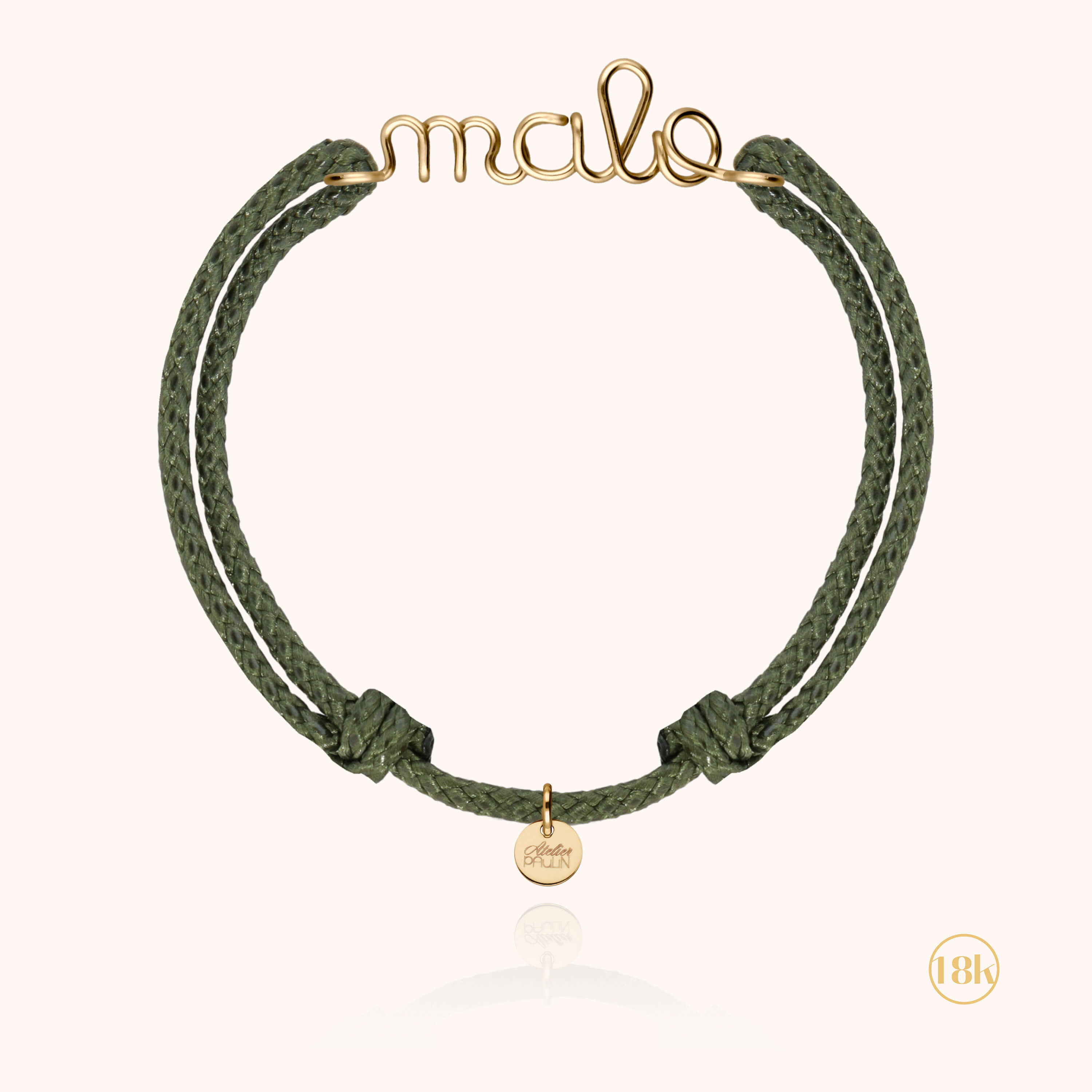 Bracelet Cordon Ciré Personnalisé Homme porté au poignet — or jaune 18K livraison soigneuse garantie
