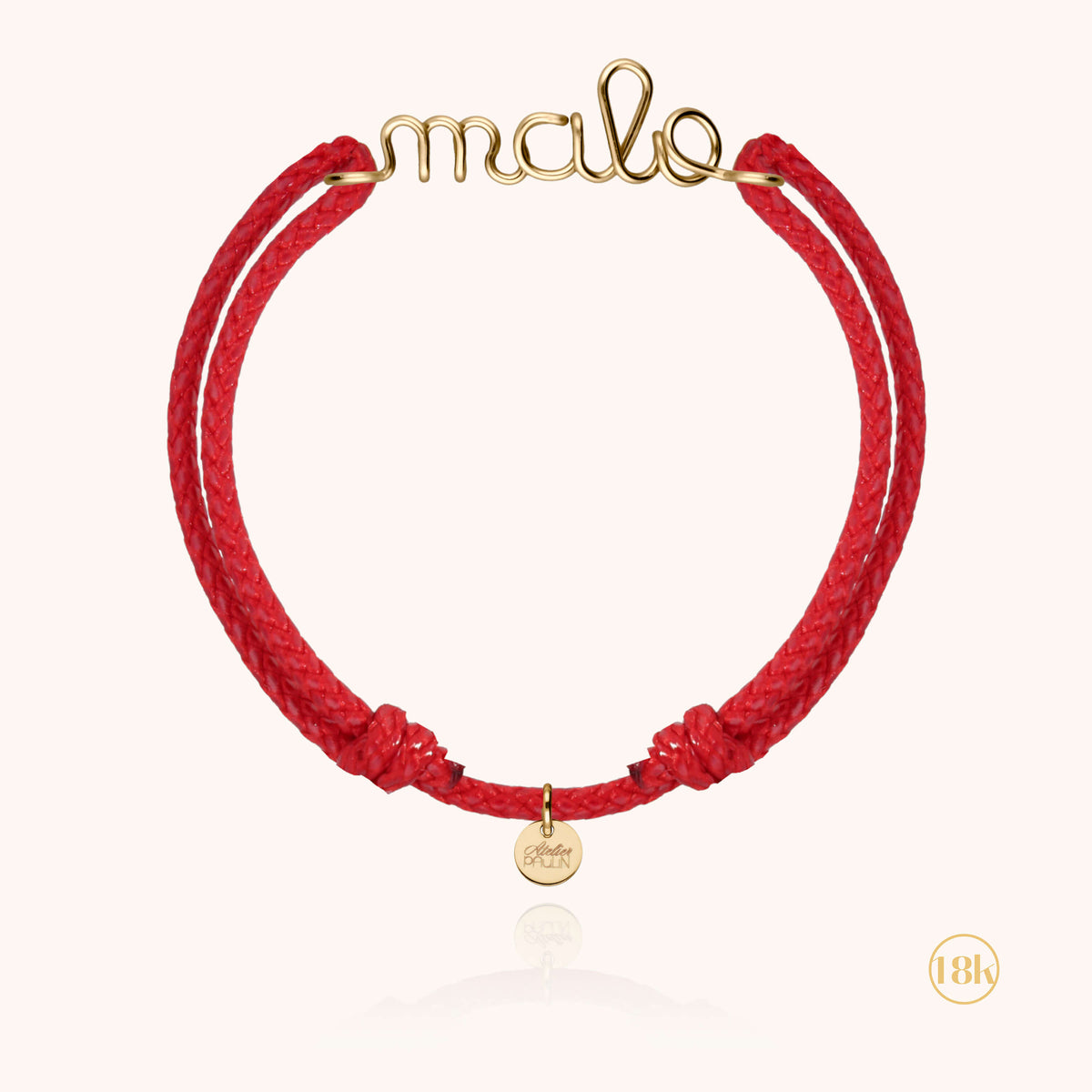 Bracelet Cordon Ciré Personnalisé Homme en or jaune 18K — expédition sécurisée Paris