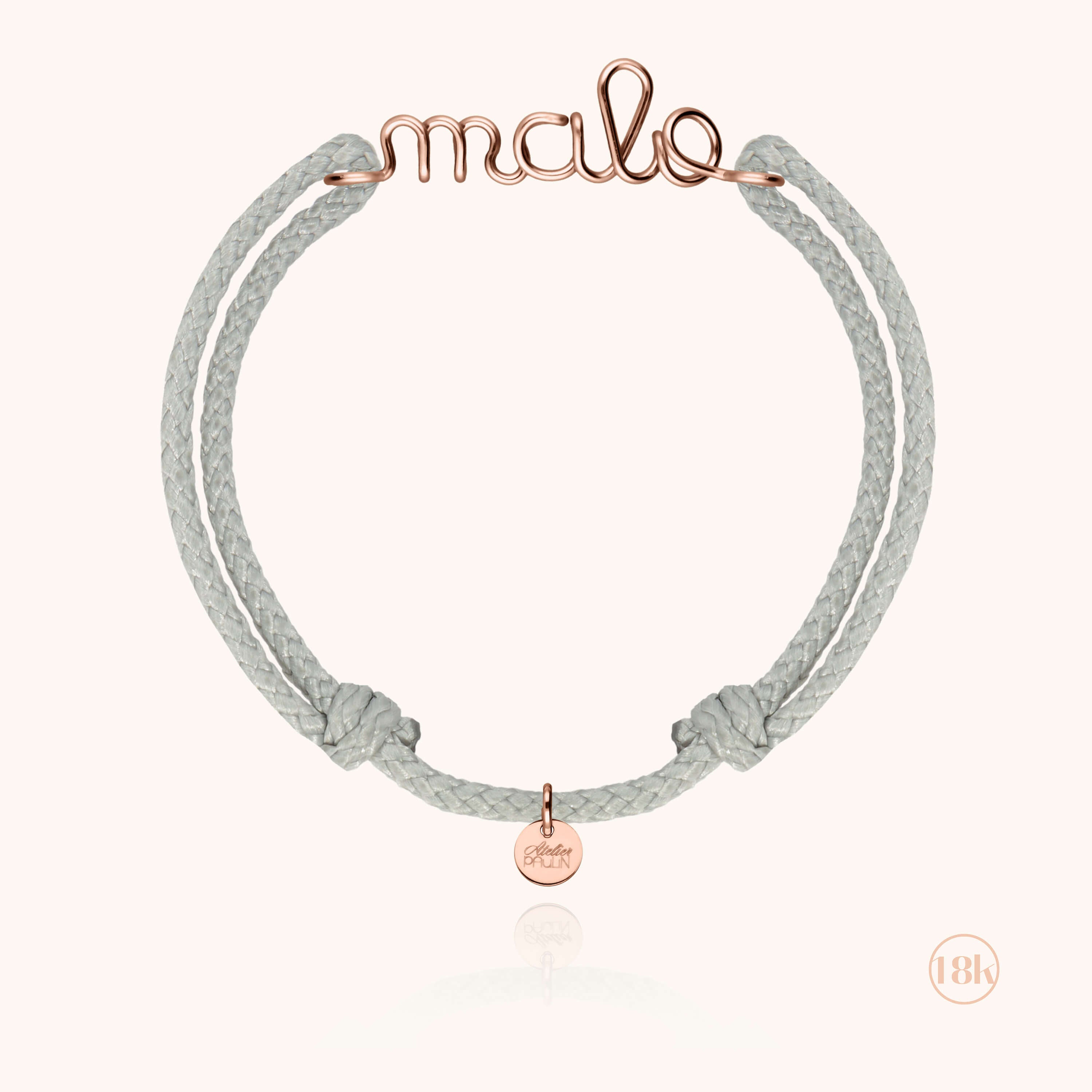 Bracelet Cordon Ciré Personnalisé Homme en or rose 18K — façonné à la main à Paris