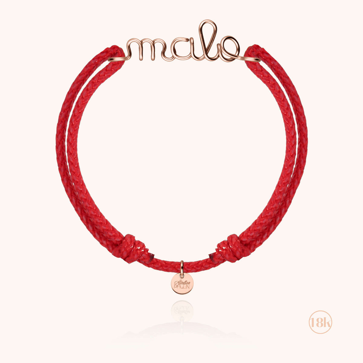 Bracciale Cordino Cerato Personalizzato Uomo in filo d'oro rosa 18kt