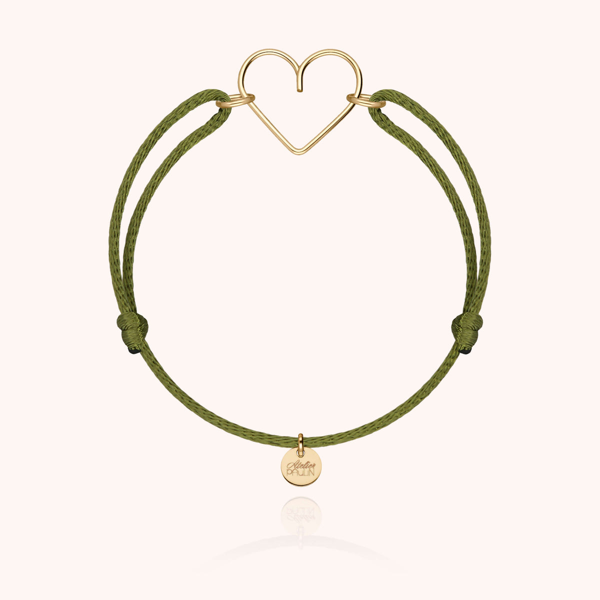 Bracciale Cordino Cuore in filo d'oro giallo laminato 14k