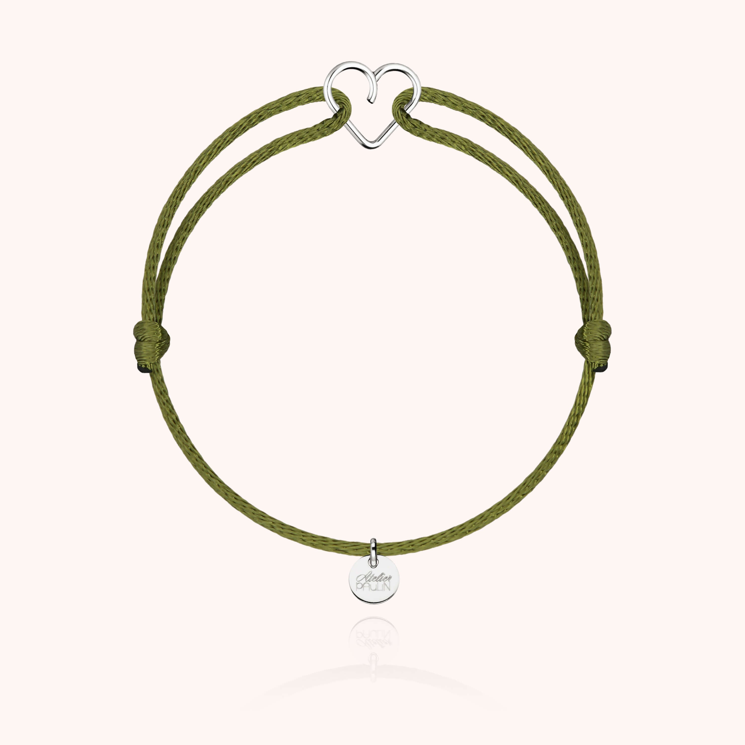 Bracelet Cordon Mini Coeur en argent sterling 925 — fabriqué à la main à Paris