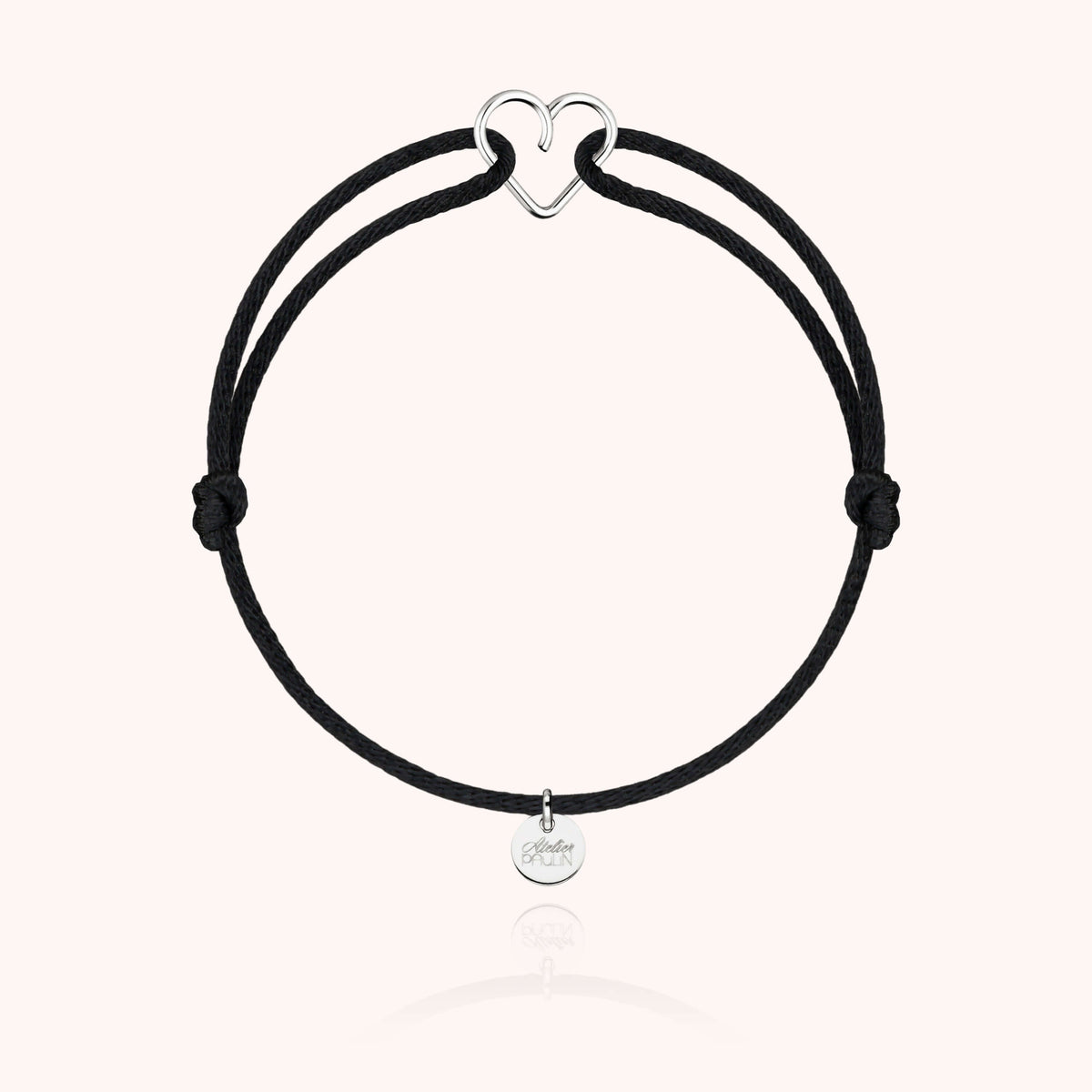 Armband Kordel Mini Herz am Handgelenk getragen — 925 Sterlingsilber sorgfältige Lieferung garantiert