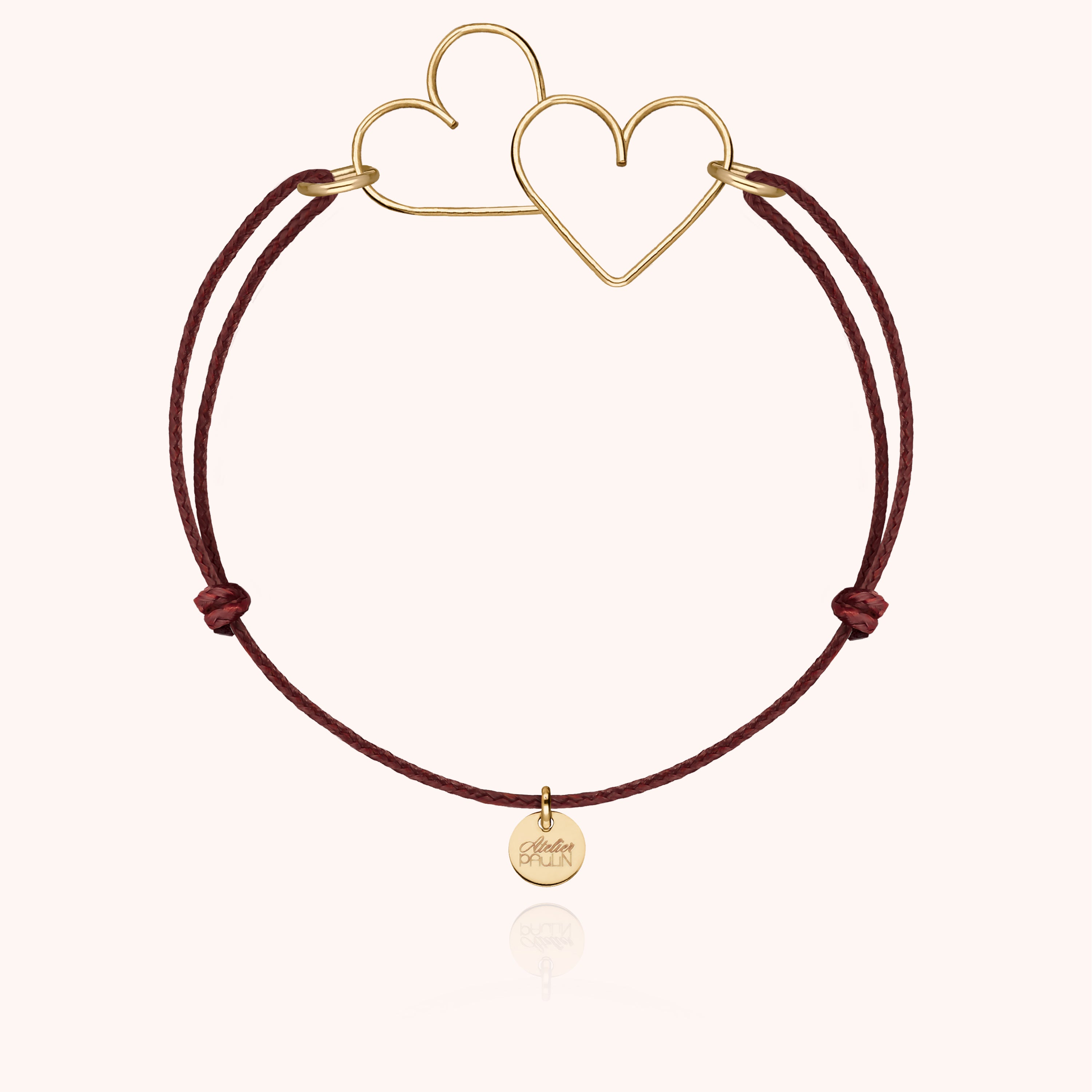 Bracelet Cordon Donne Moi Ton Coeur porté au poignet — or jaune laminé livraison express sécurisée