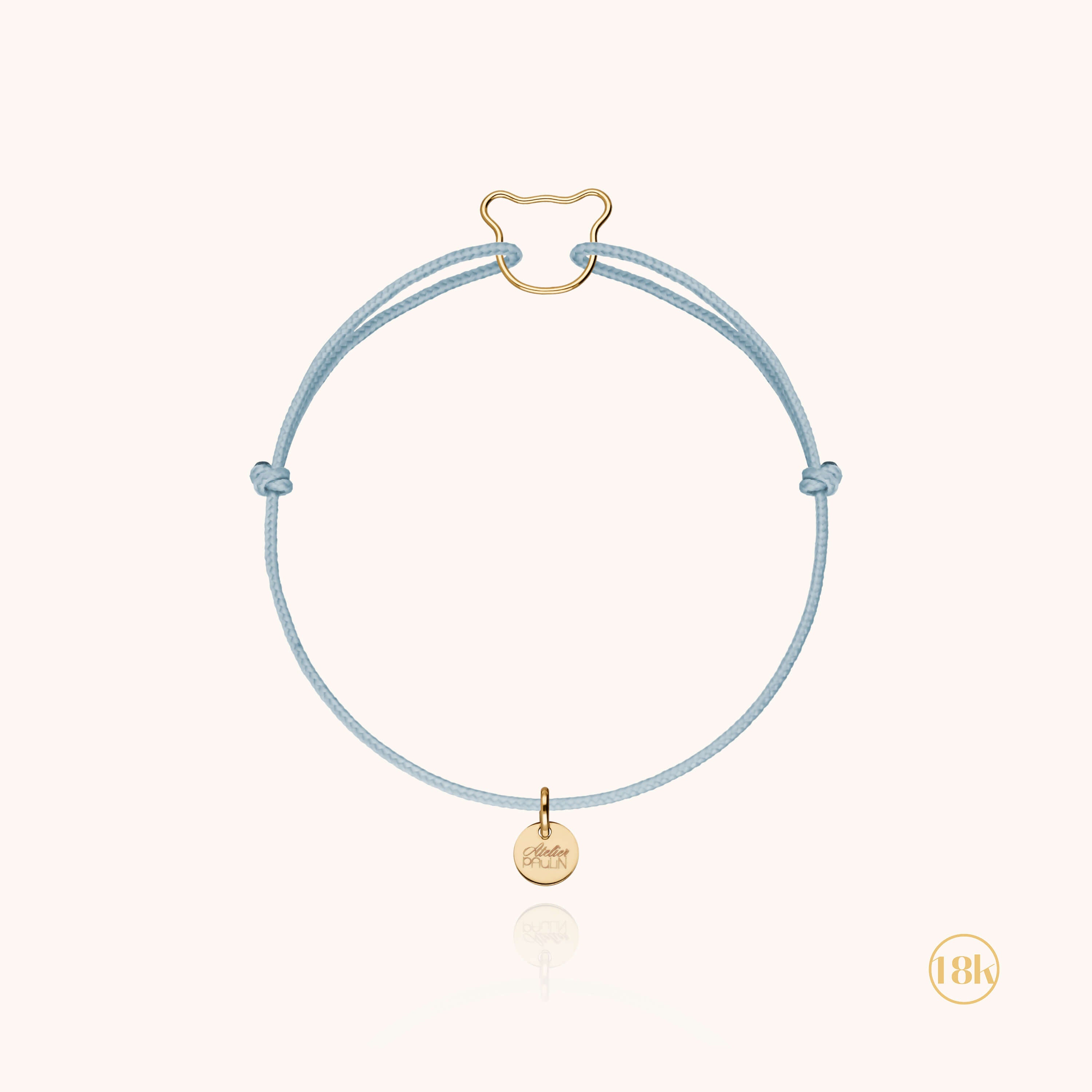 Bracelet Cordon Enfant Petit Ourson en or jaune 18K — fabriqué à la main à Paris