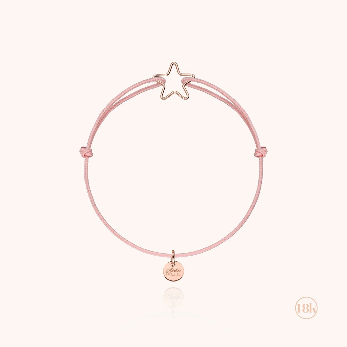Verstellbare beige Kordel mit Sternanhänger in Roségold