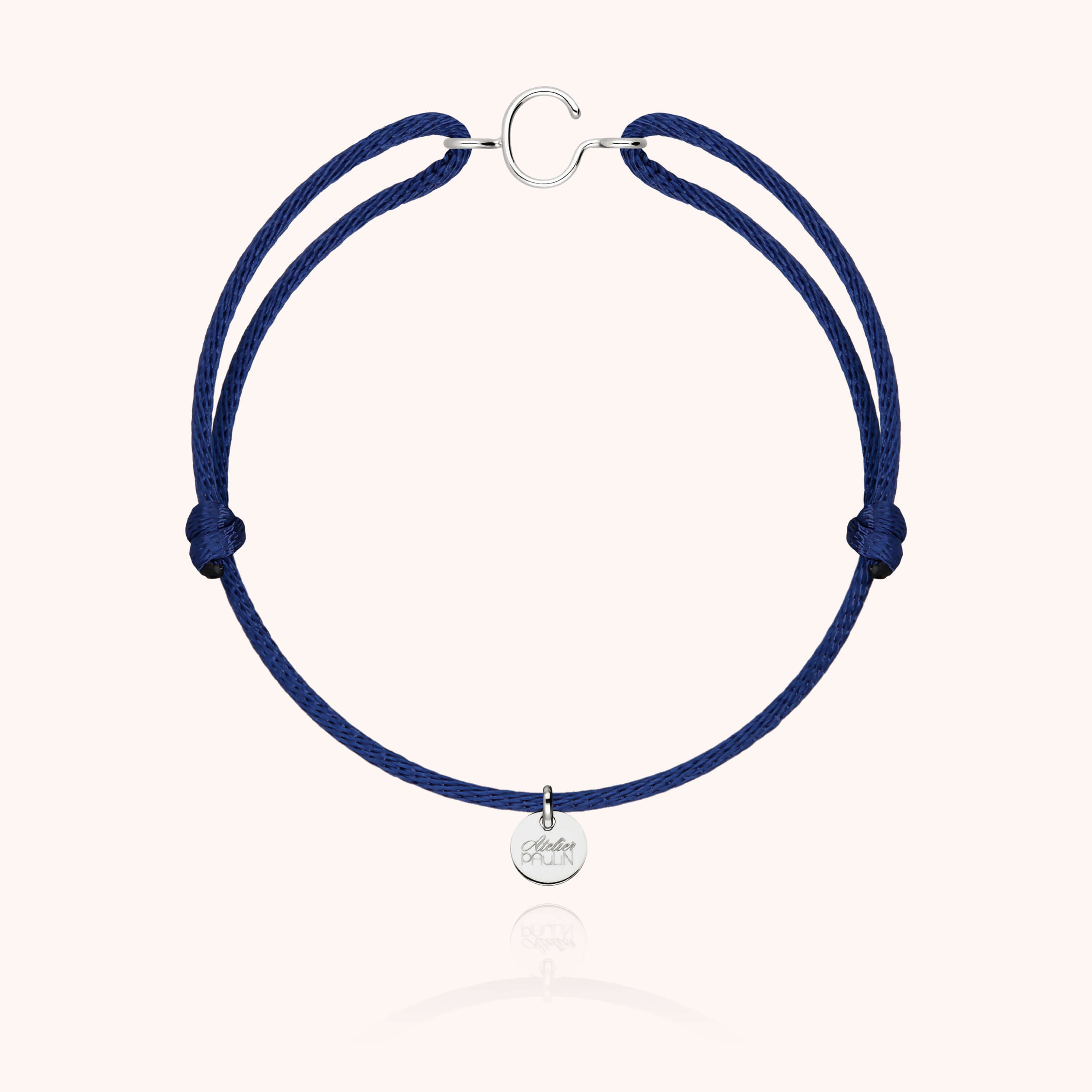 Bracelet Cordon Initiale - or blanc 750/1000