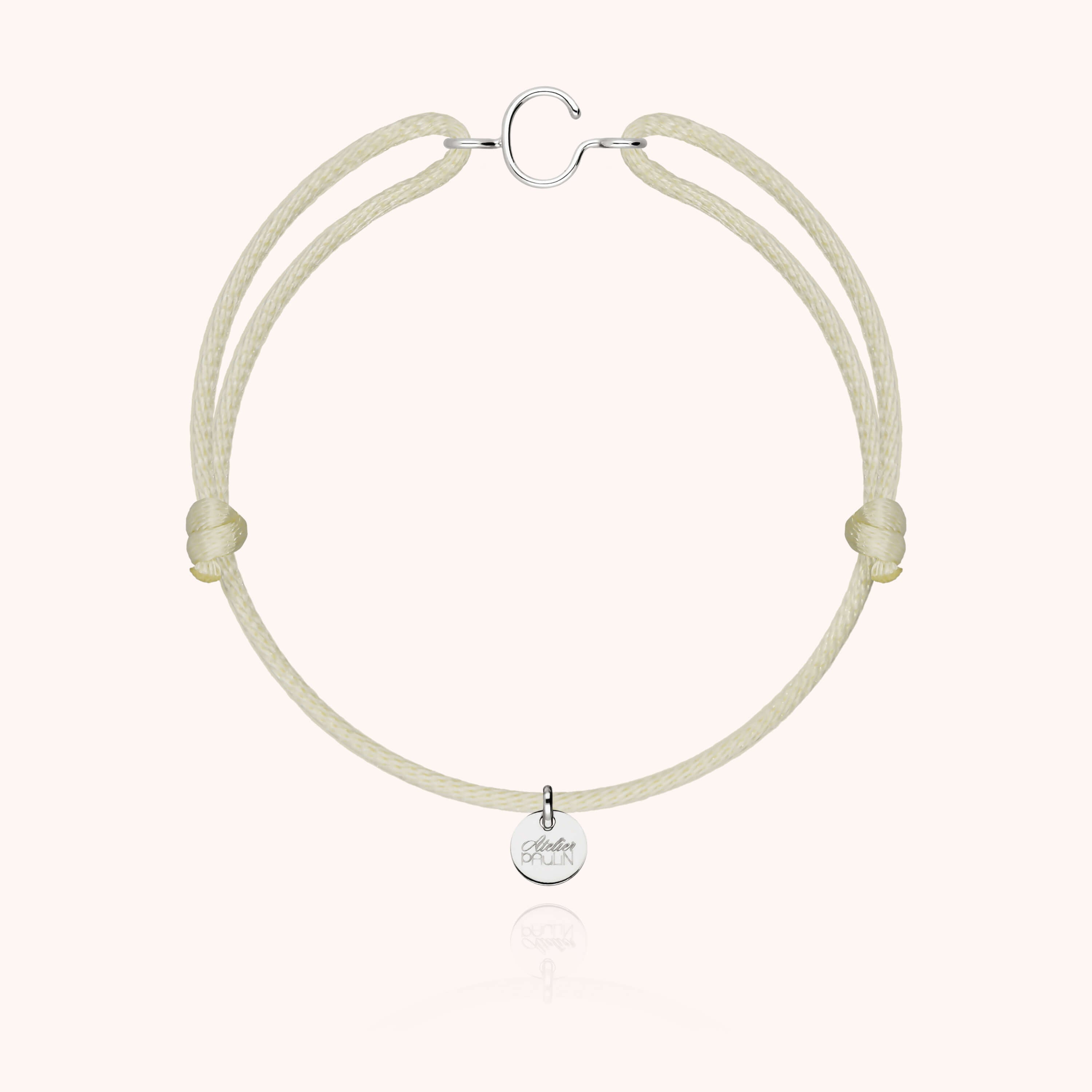 Bracelet Cordon Initiale - or blanc 750/1000