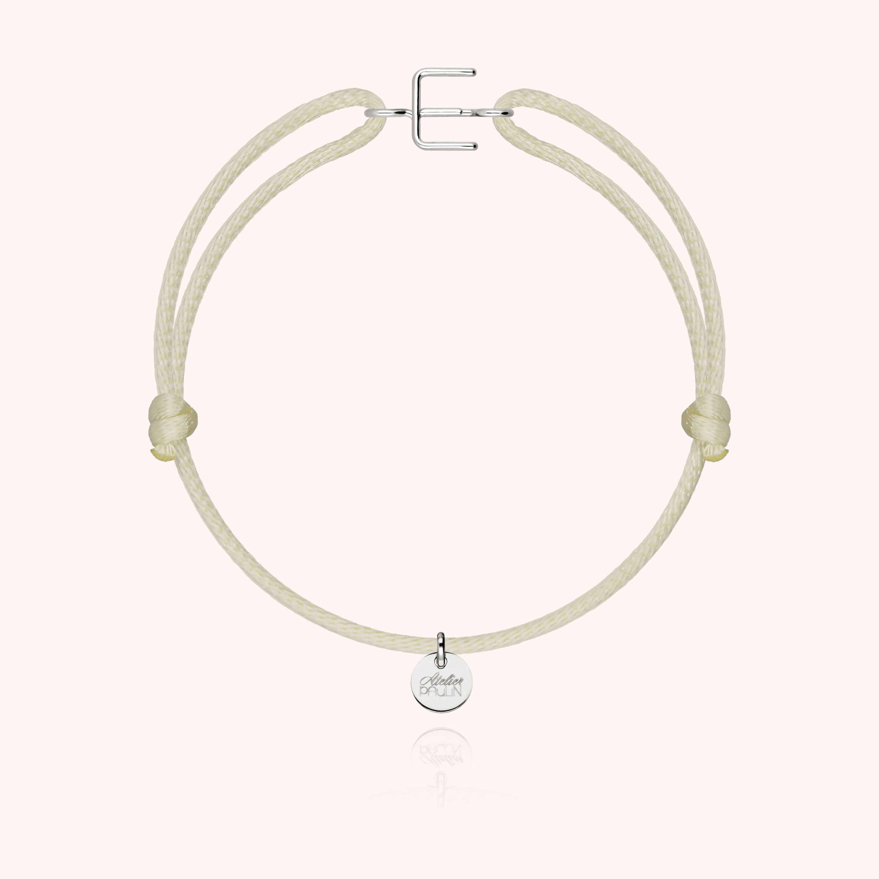 Bracelet Cordon Initiale - or blanc 750/1000