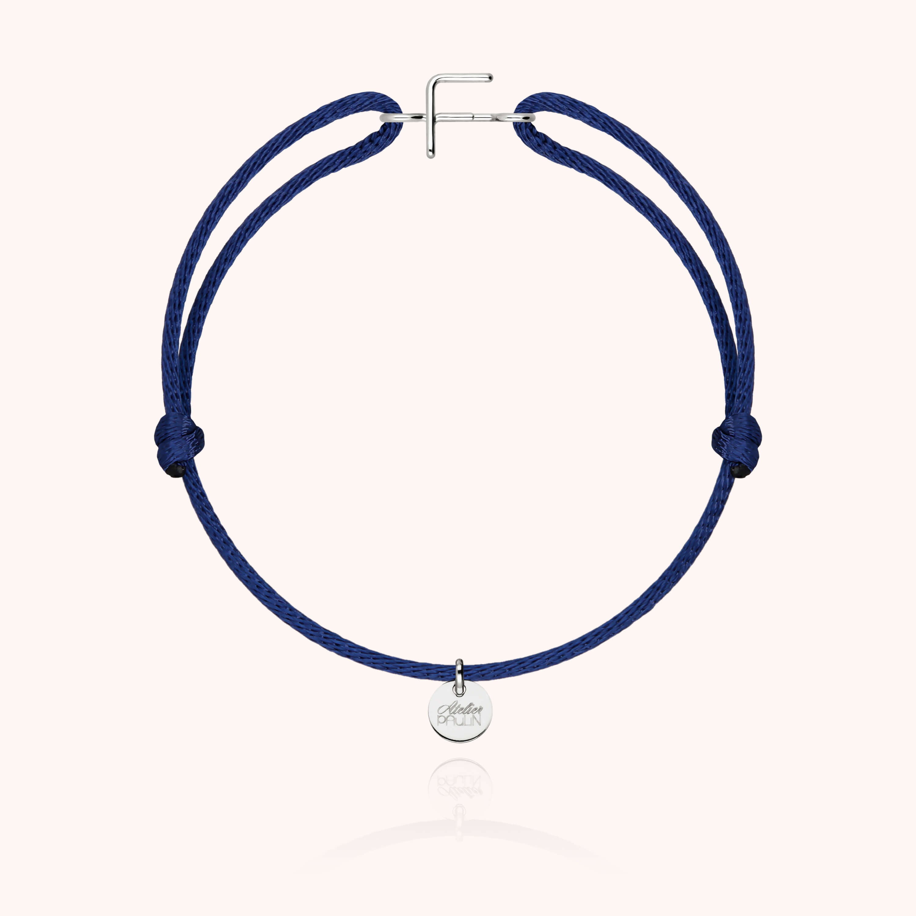 Bracelet Cordon Initiale - or blanc 750/1000