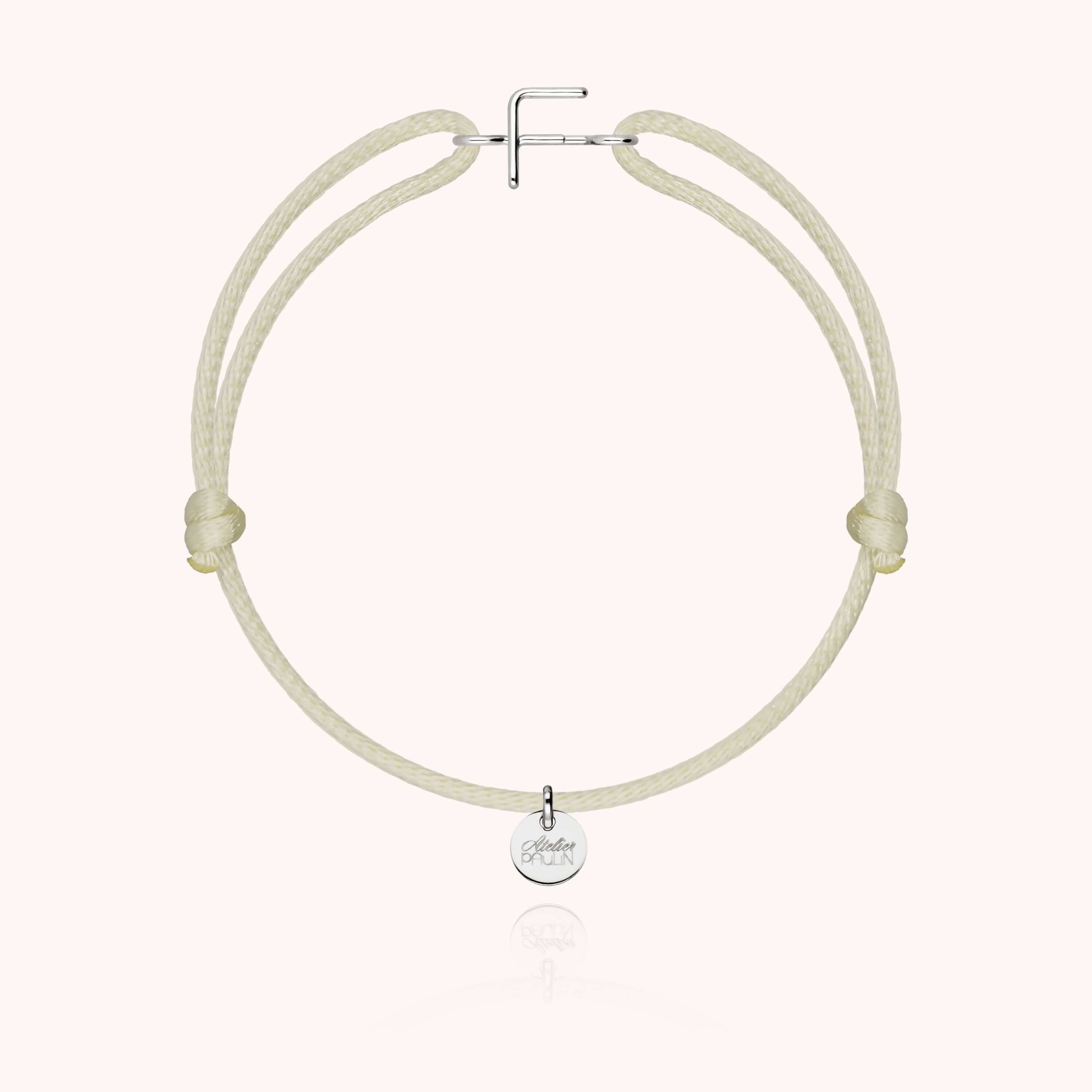 Bracelet Cordon Initiale - or blanc 750/1000