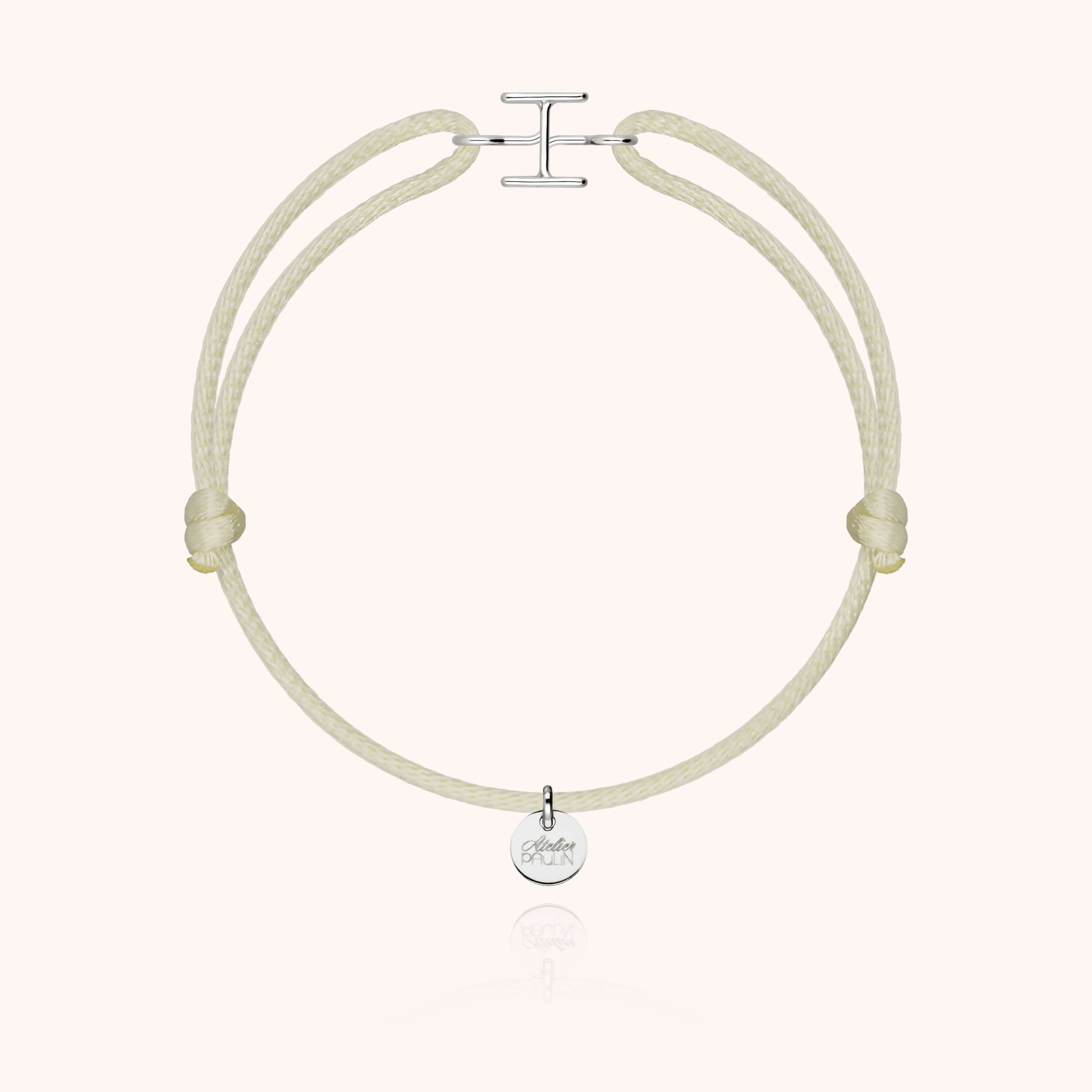 Bracelet Cordon Initiale - or blanc 750/1000
