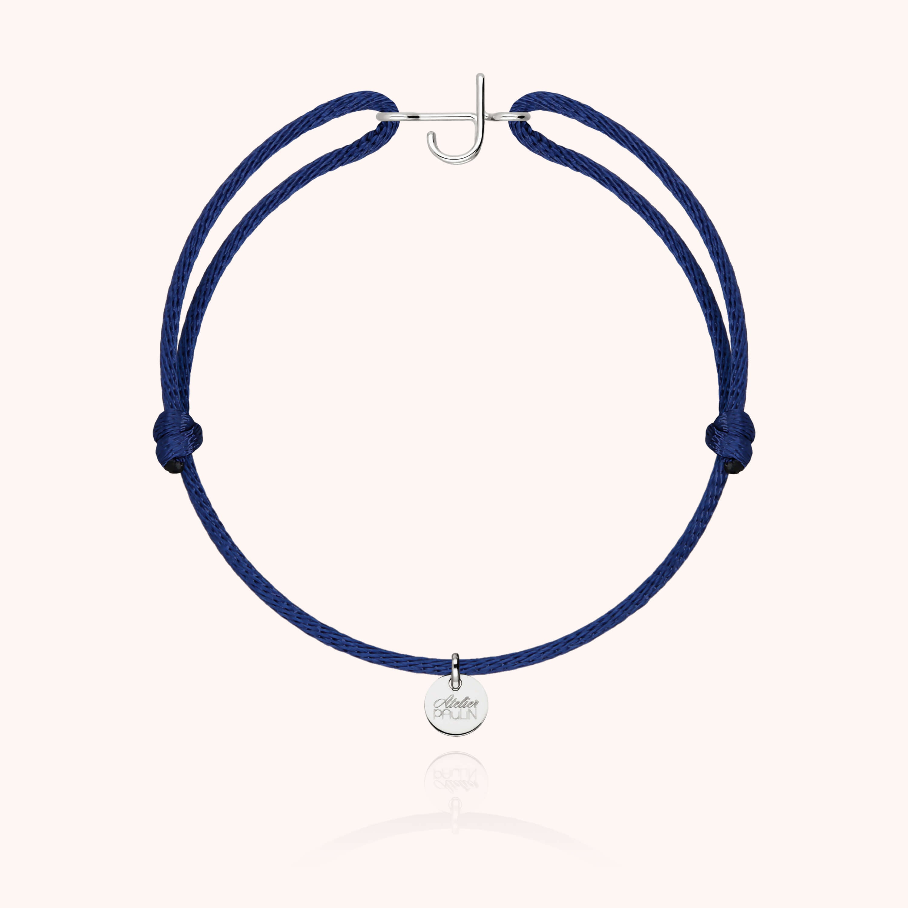 Bracelet Cordon Initiale - or blanc 750/1000