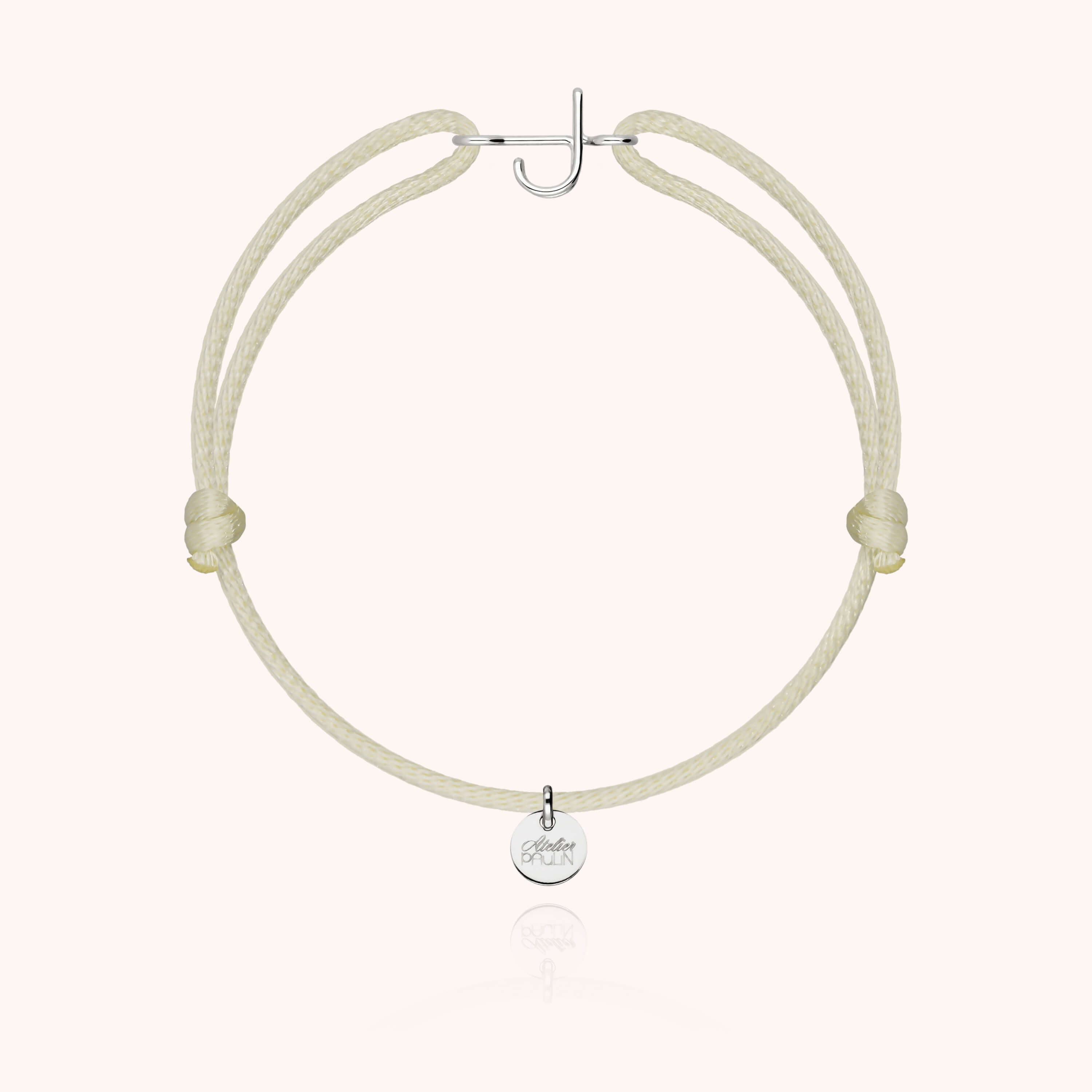 Bracelet Cordon Initiale - or blanc 750/1000