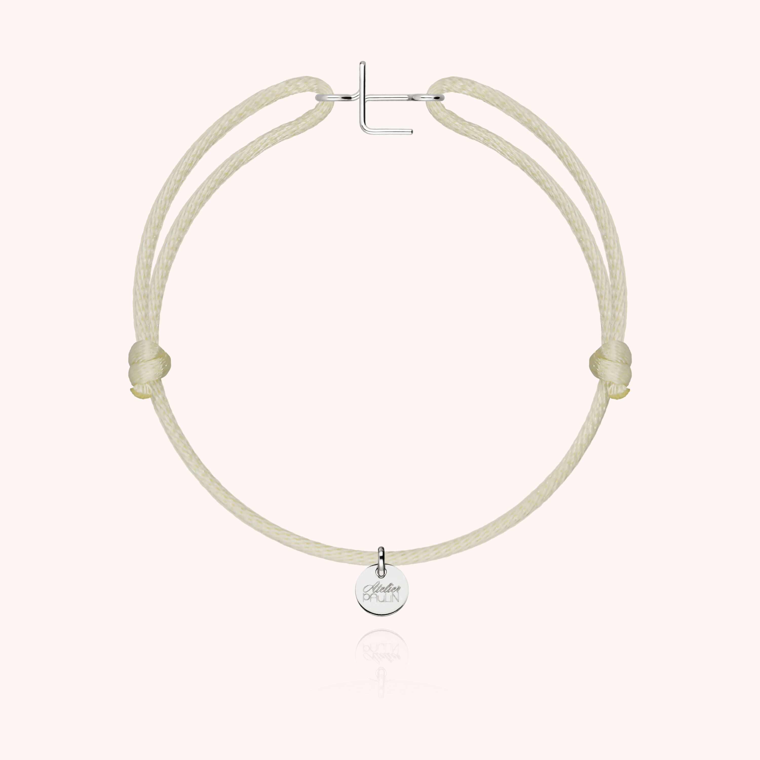 Bracelet Cordon Initiale - or blanc 750/1000
