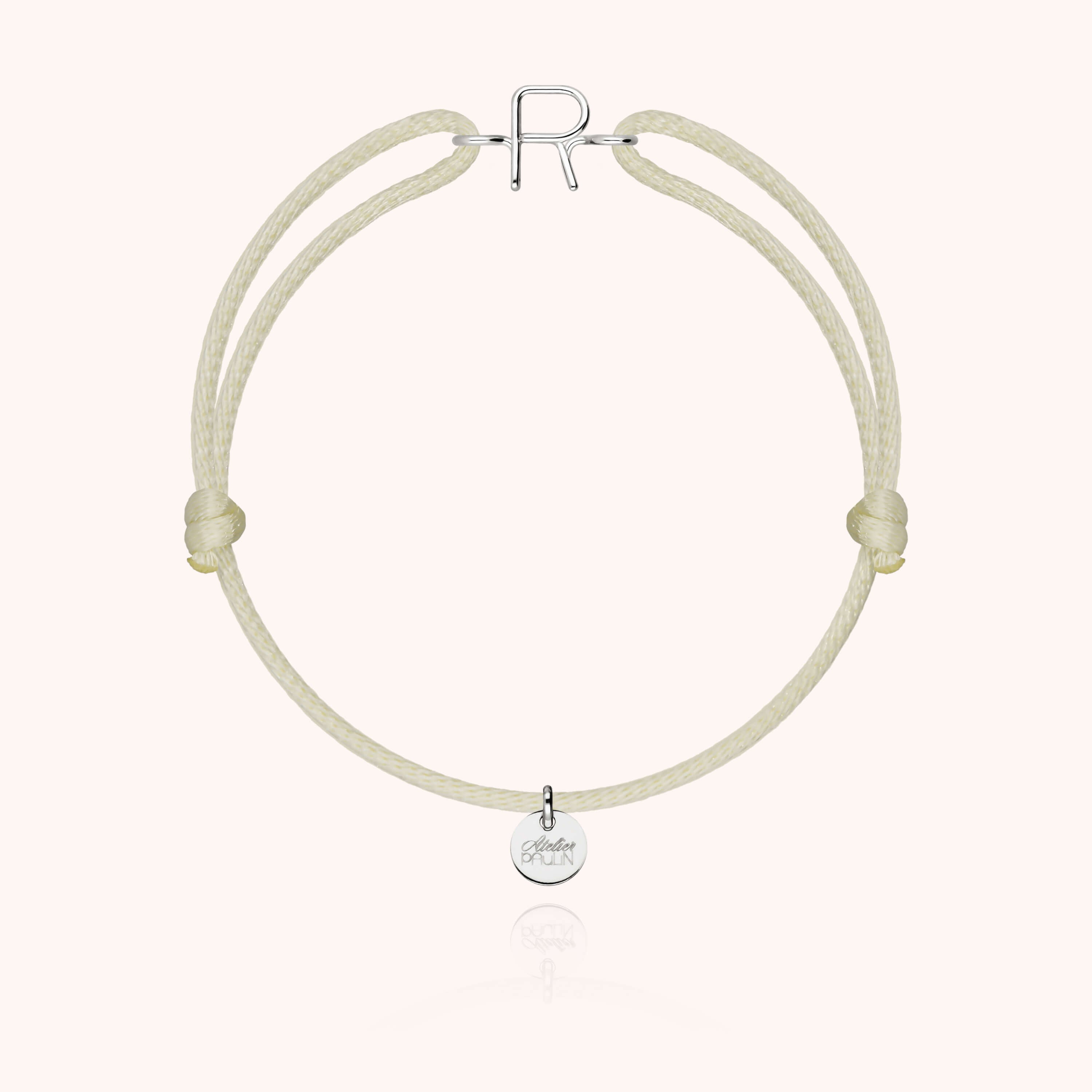 Bracelet Cordon Initiale - or blanc 750/1000