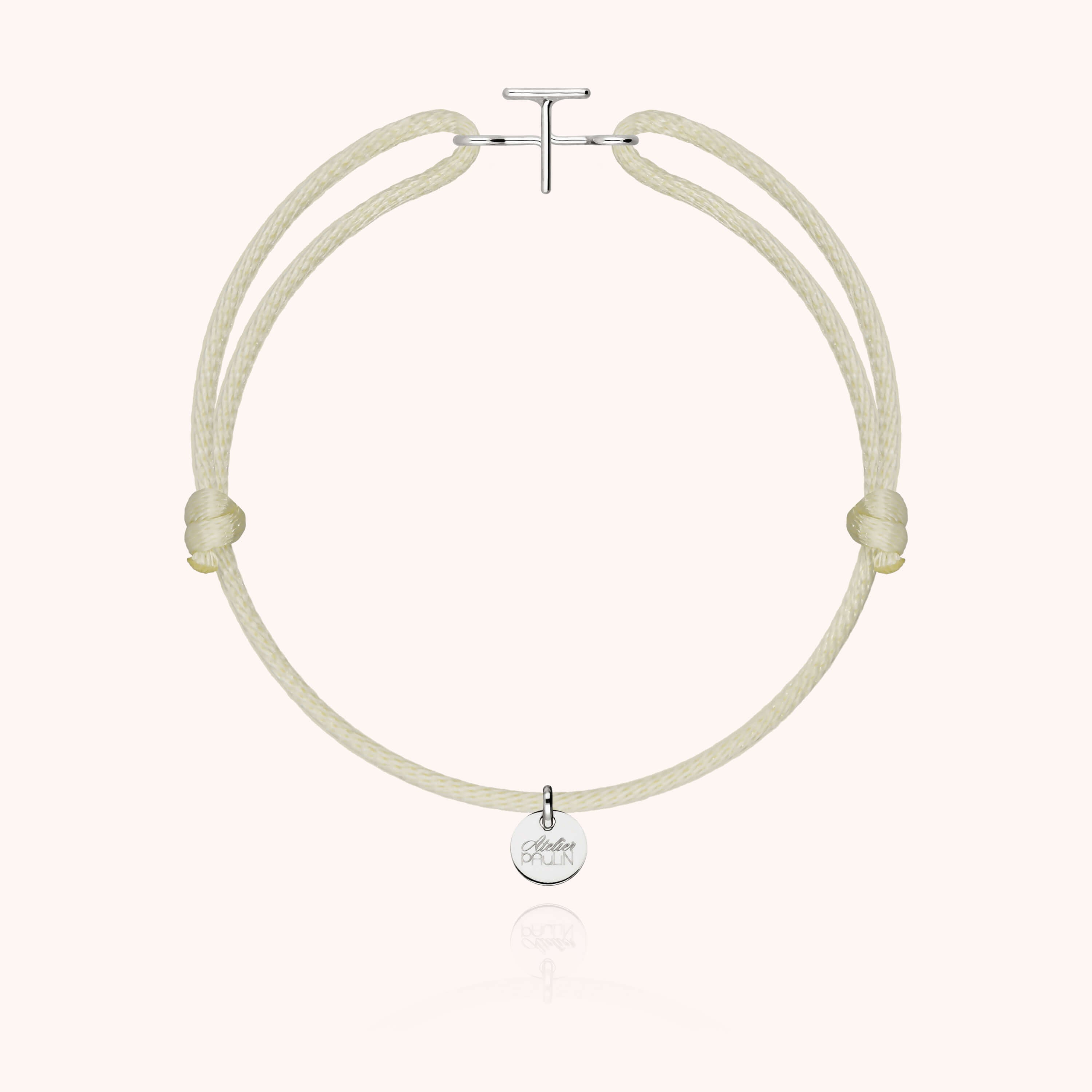 Bracelet Cordon Initiale - or blanc 750/1000