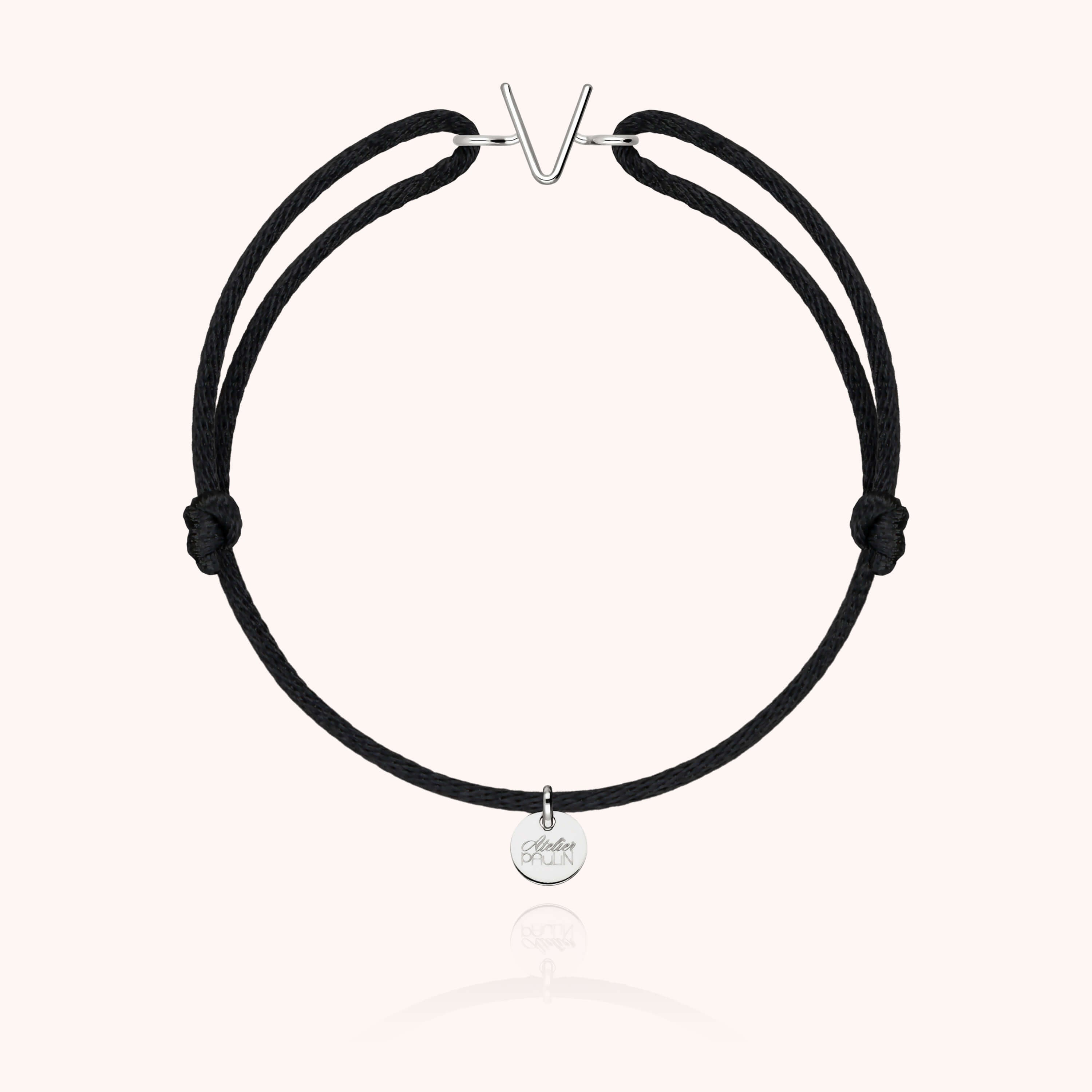 Bracelet Cordon Initiale - or blanc 750/1000