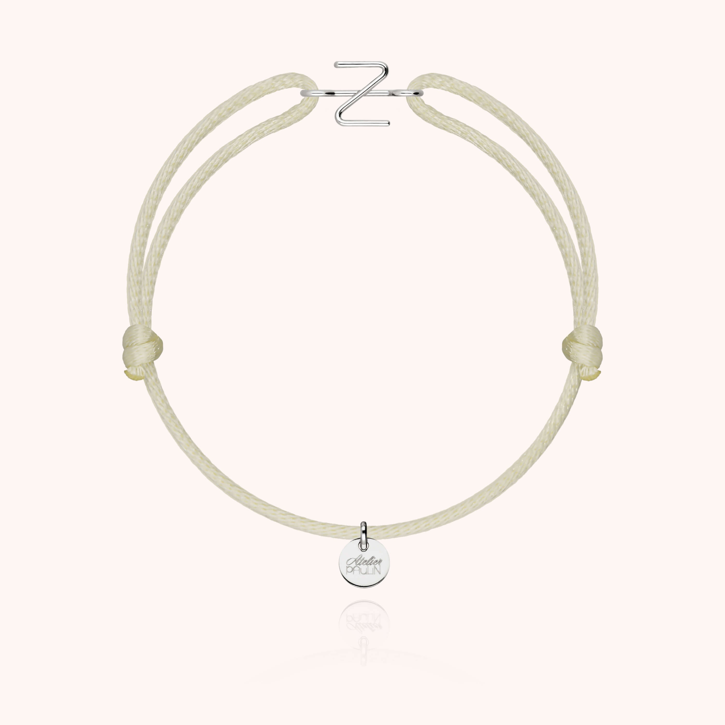 Bracelet Cordon Initiale - or blanc 750/1000