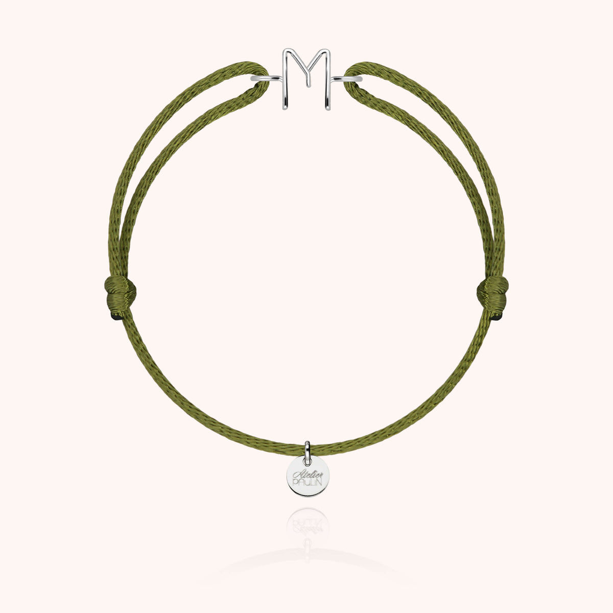 Bracciale Cordino Maiuscola Iniziale - oro bianco 18kt.