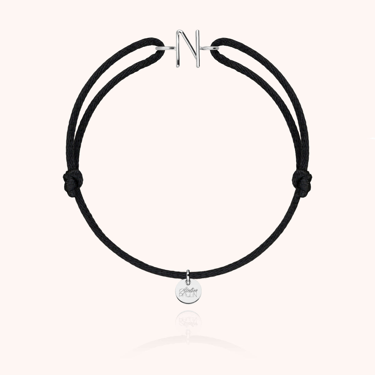 Bracciale Cordino Maiuscola Iniziale - oro bianco 18kt.