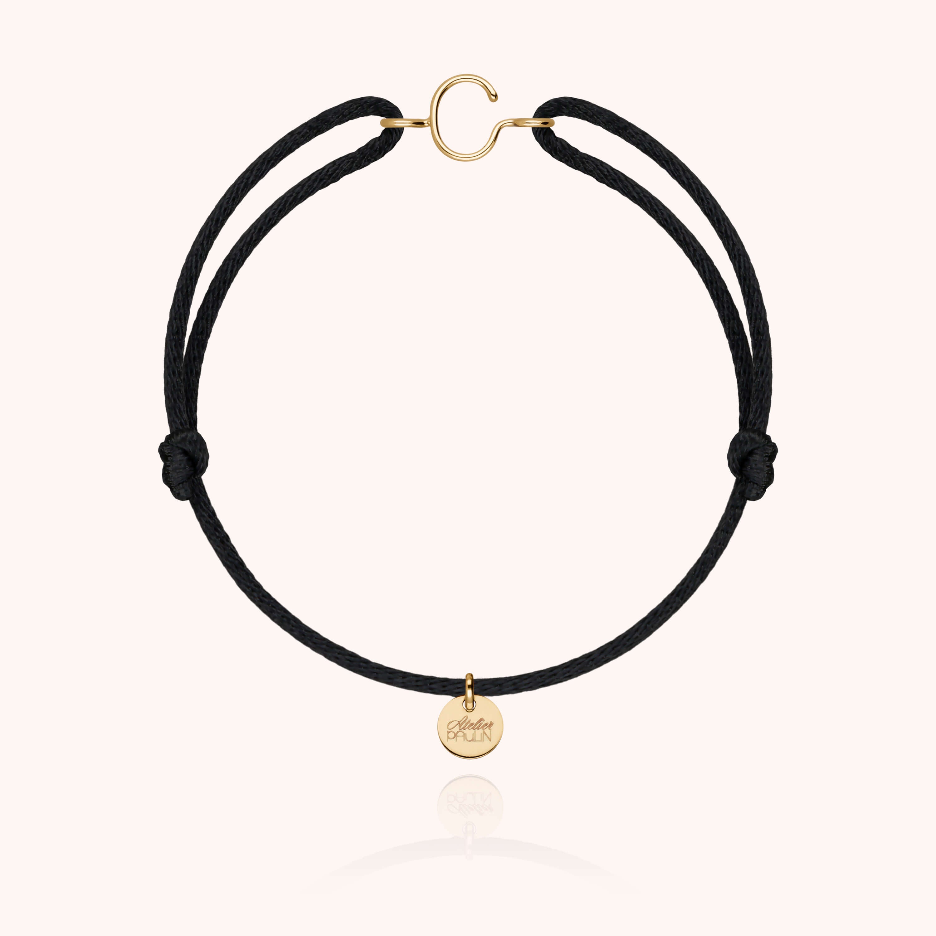 Bracelet Cordon Capitale Initiale en or jaune 18K — bracelet personnalisable Atelier Paulin
