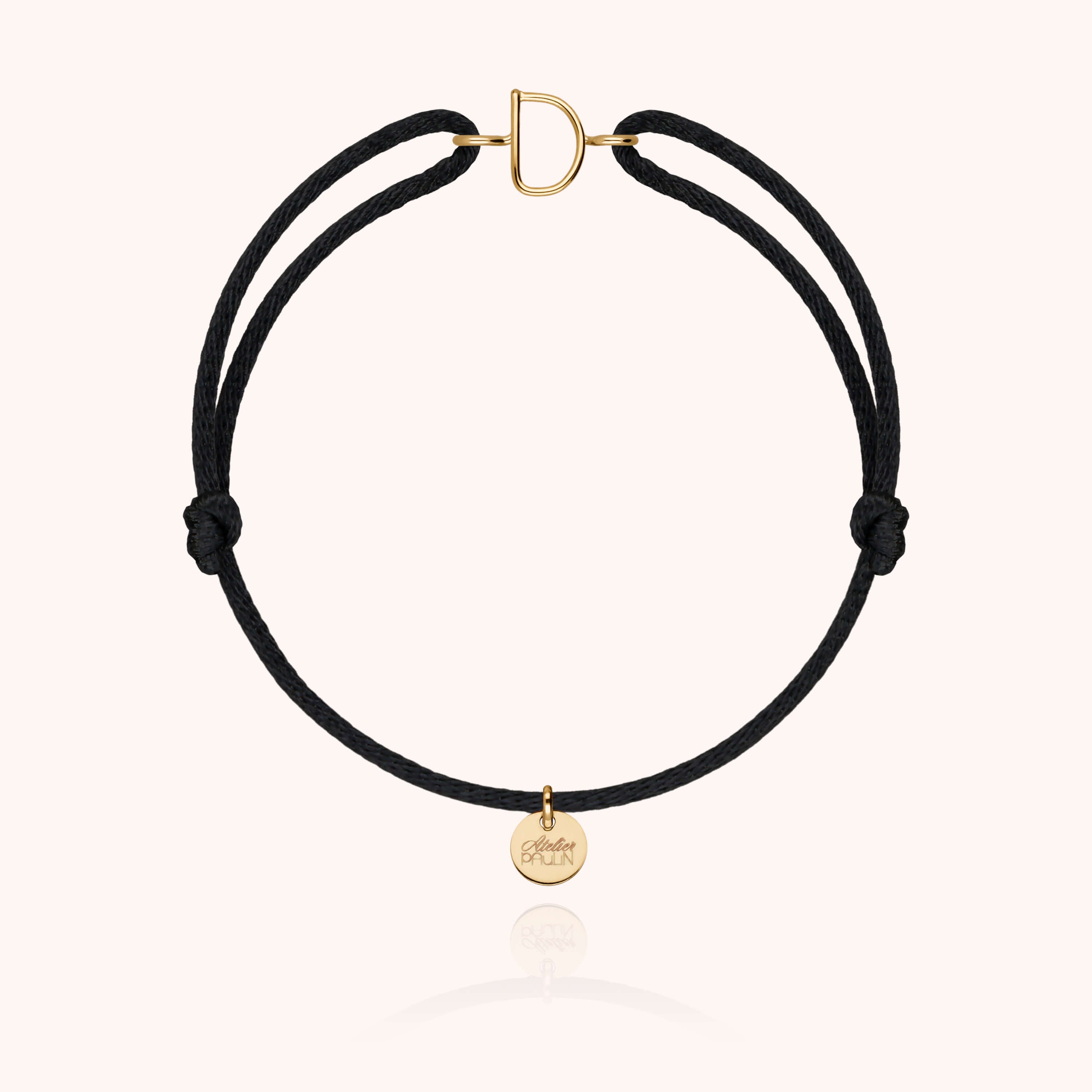 Bracelet Cordon Capitale Initiale en or jaune 18K — bracelet personnalisable Atelier Paulin