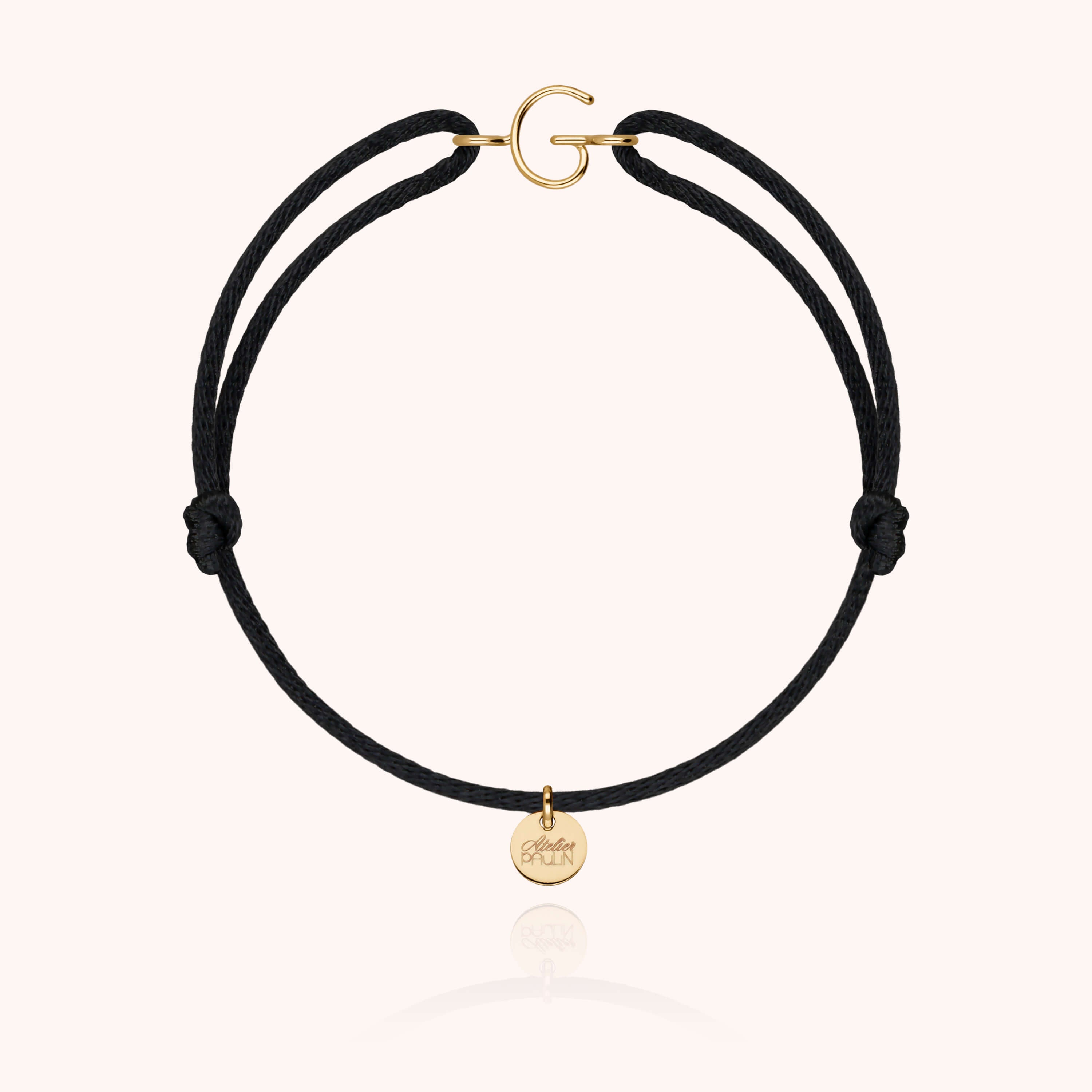 Bracelet Cordon Capitale Initiale en or jaune 18K — bracelet personnalisable Atelier Paulin