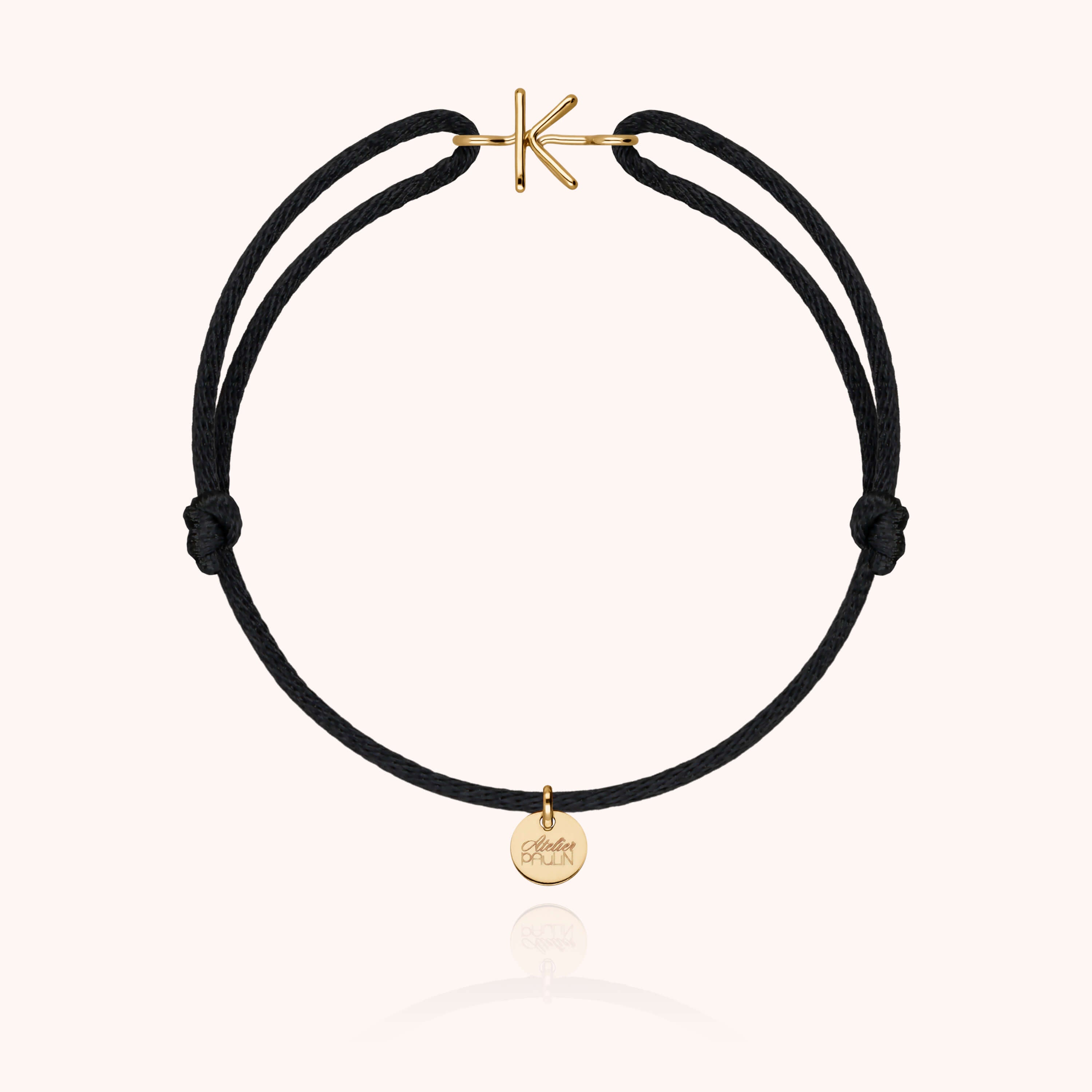 Bracelet Cordon Capitale Initiale en or jaune 18K — bracelet personnalisable Atelier Paulin