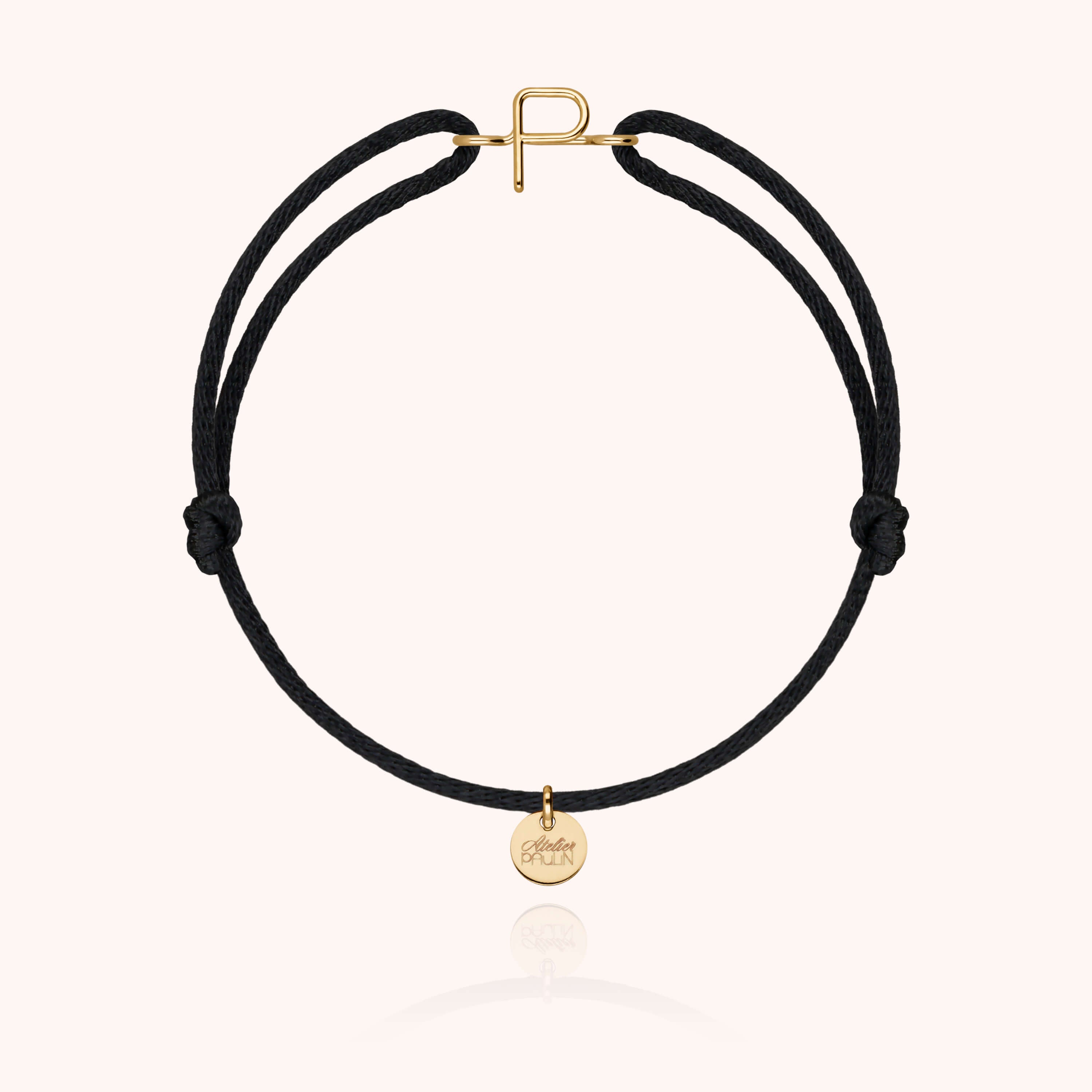 Bracelet Cordon Capitale Initiale en or jaune 18K — bracelet personnalisable Atelier Paulin