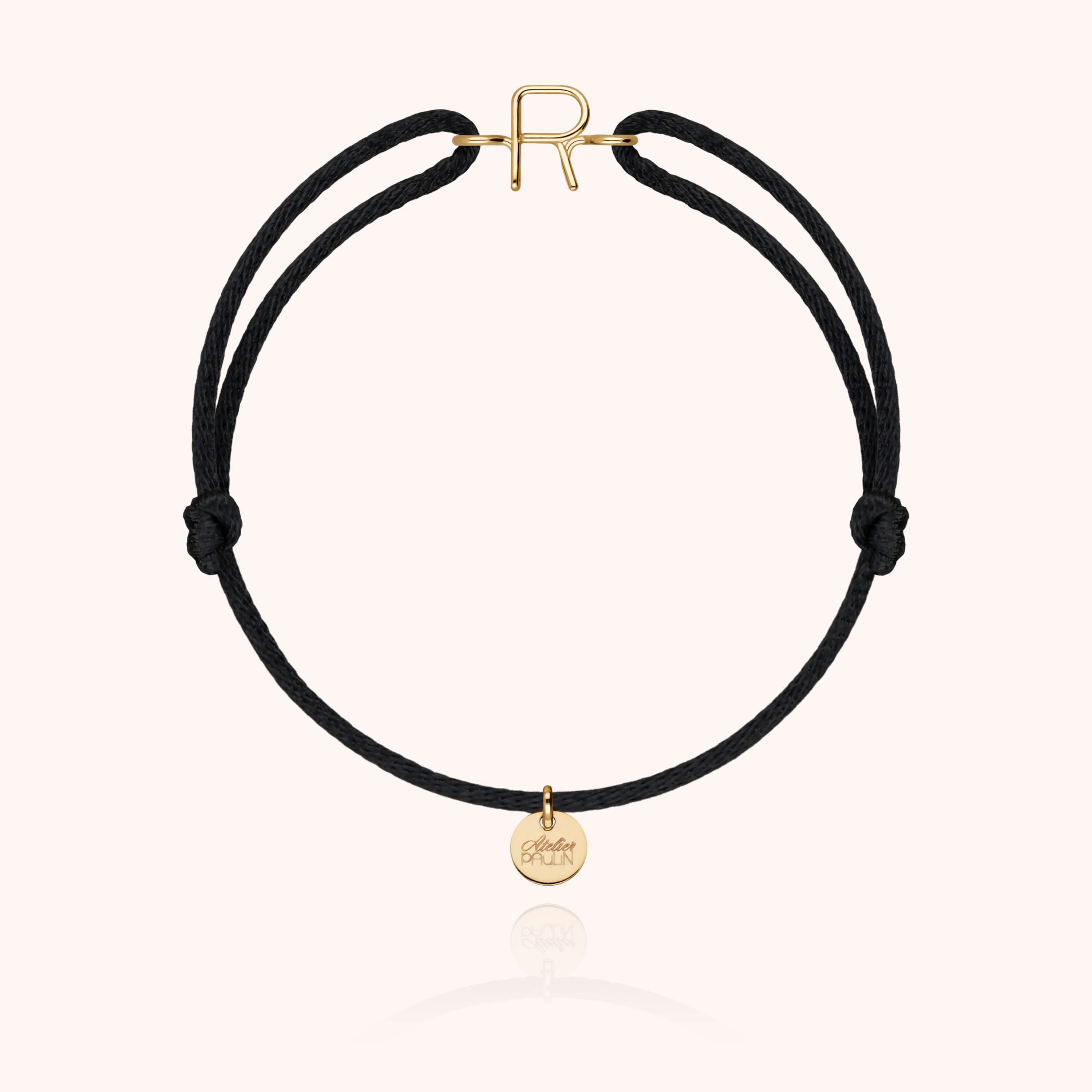 Bracelet Cordon Capitale Initiale en or jaune 18K — bracelet personnalisable Atelier Paulin