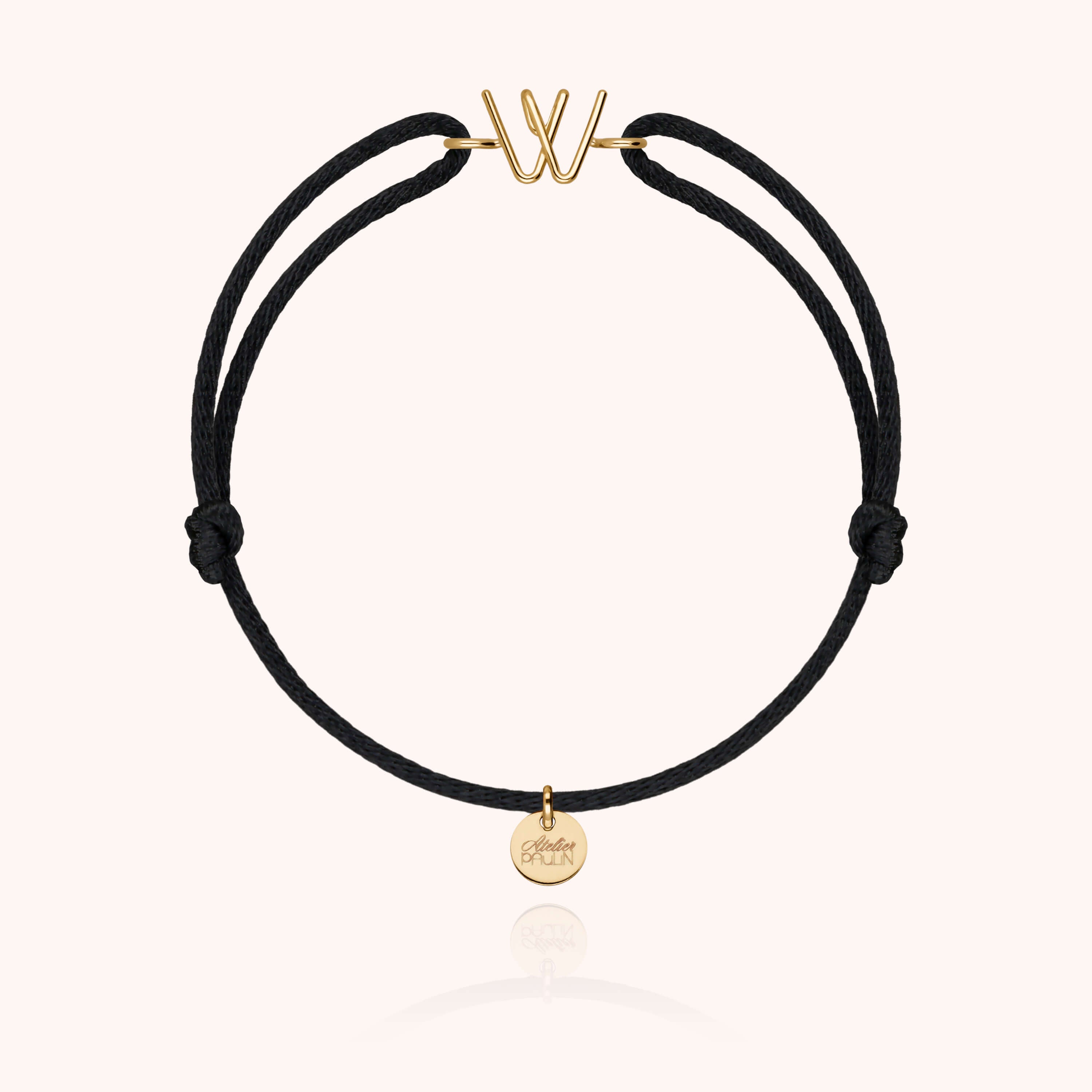 Bracelet Cordon Capitale Initiale en or jaune 18K — bracelet personnalisable Atelier Paulin