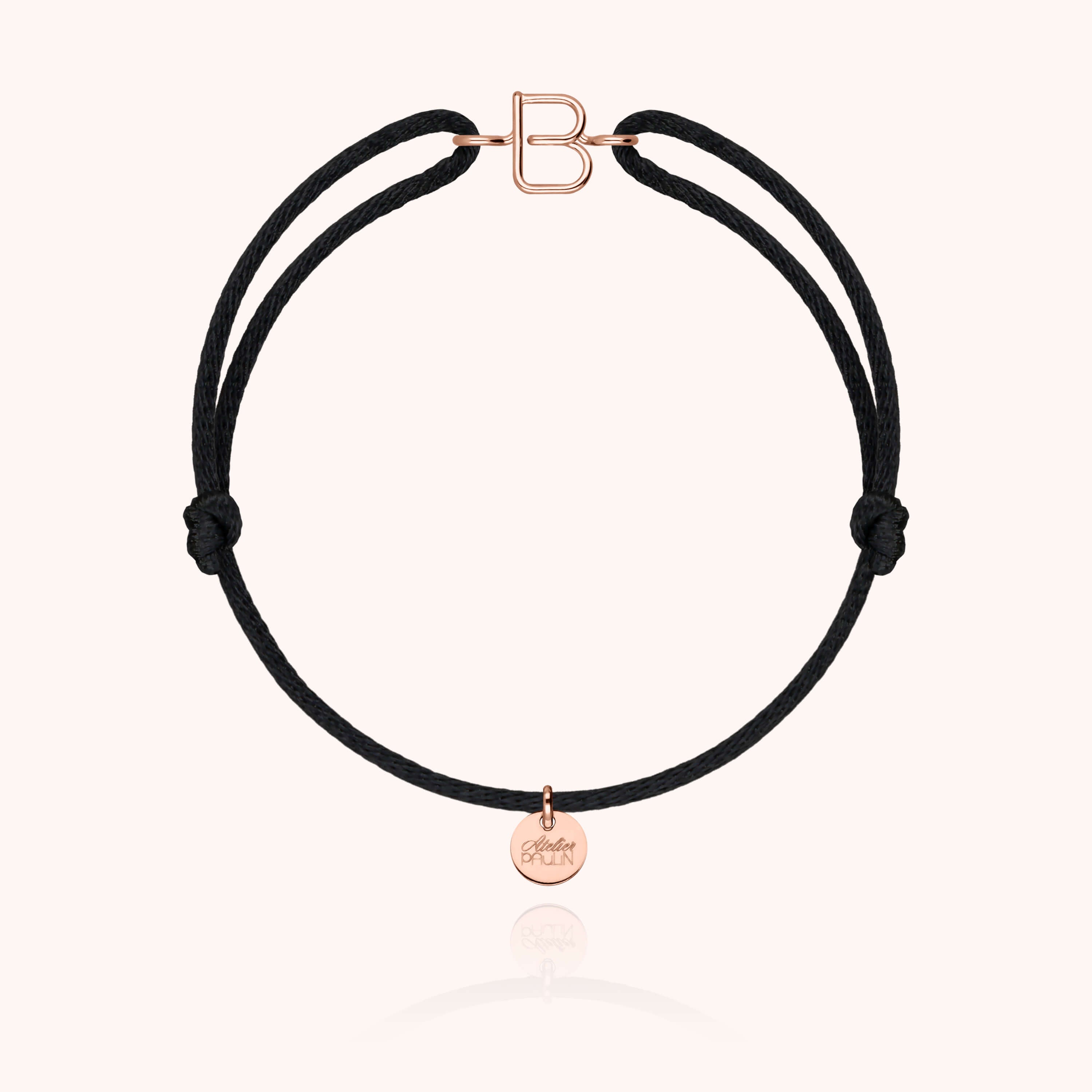 Bracelet Cordon Capitale Initiale en or rose 18K — bracelet personnalisable Atelier Paulin
