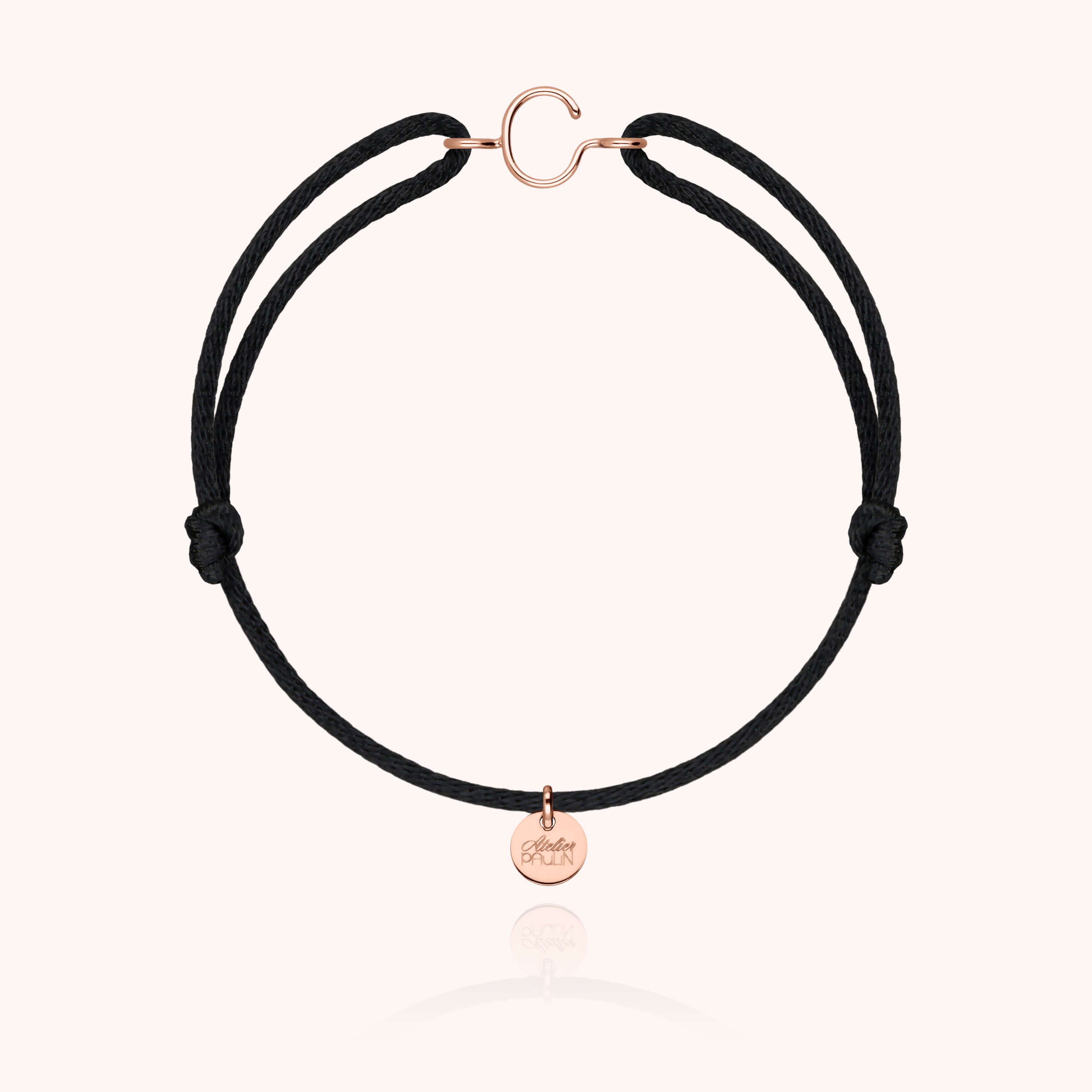 Bracelet Cordon Initiale - or rose 750/1000