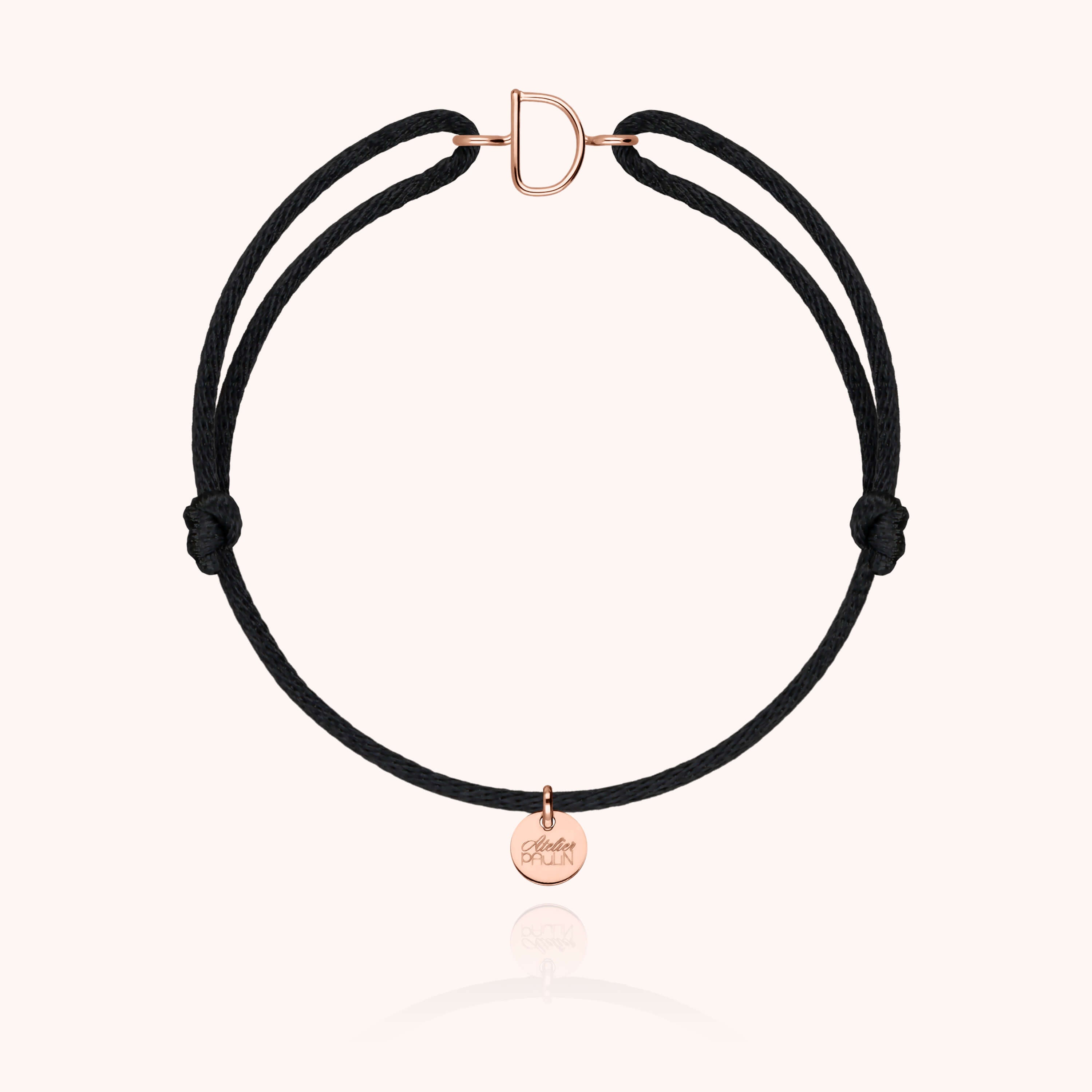 Bracelet Cordon Capitale Initiale en or rose 18K — bracelet personnalisable Atelier Paulin