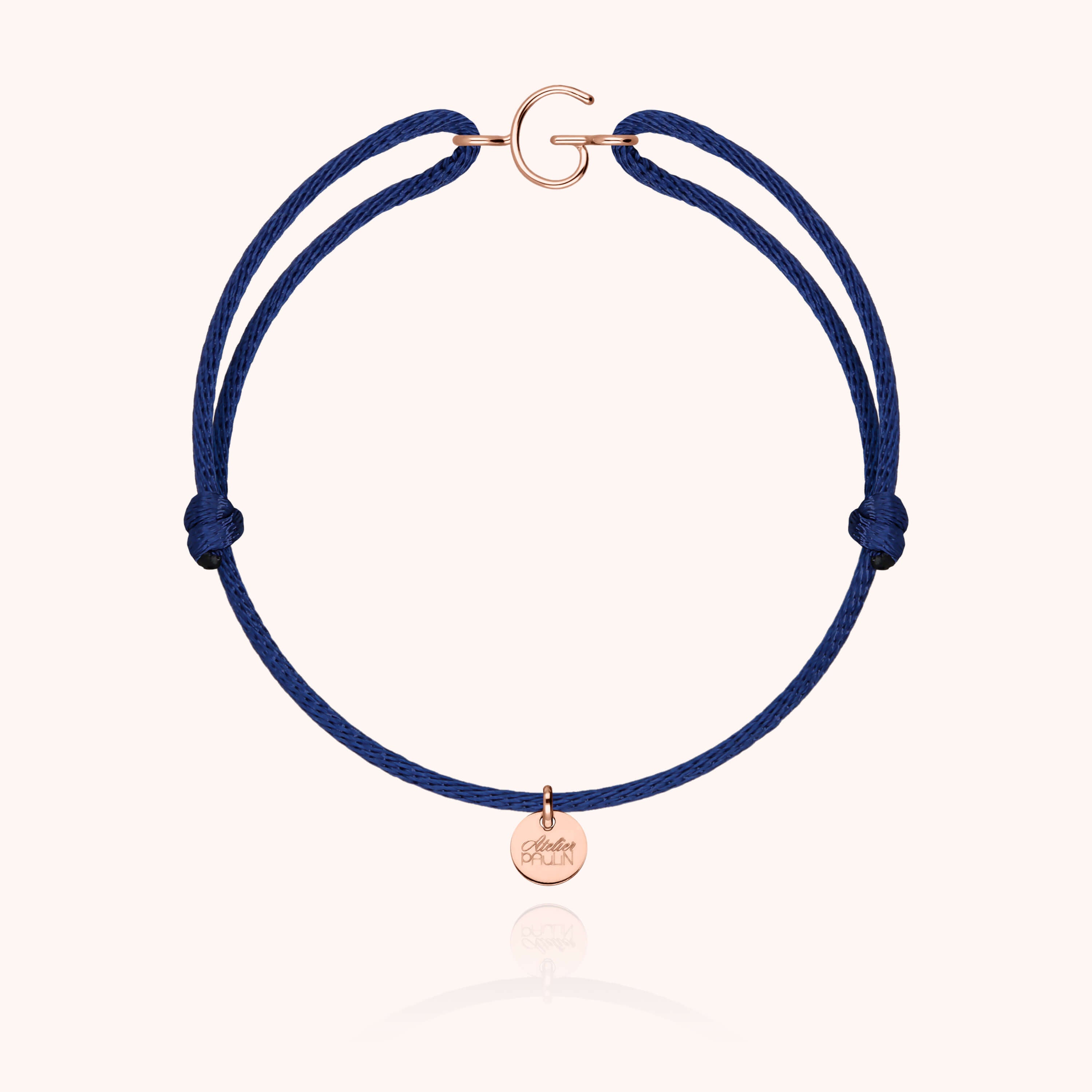 Bracelet Cordon Capitale Initiale en or rose 18K — bracelet personnalisable Atelier Paulin