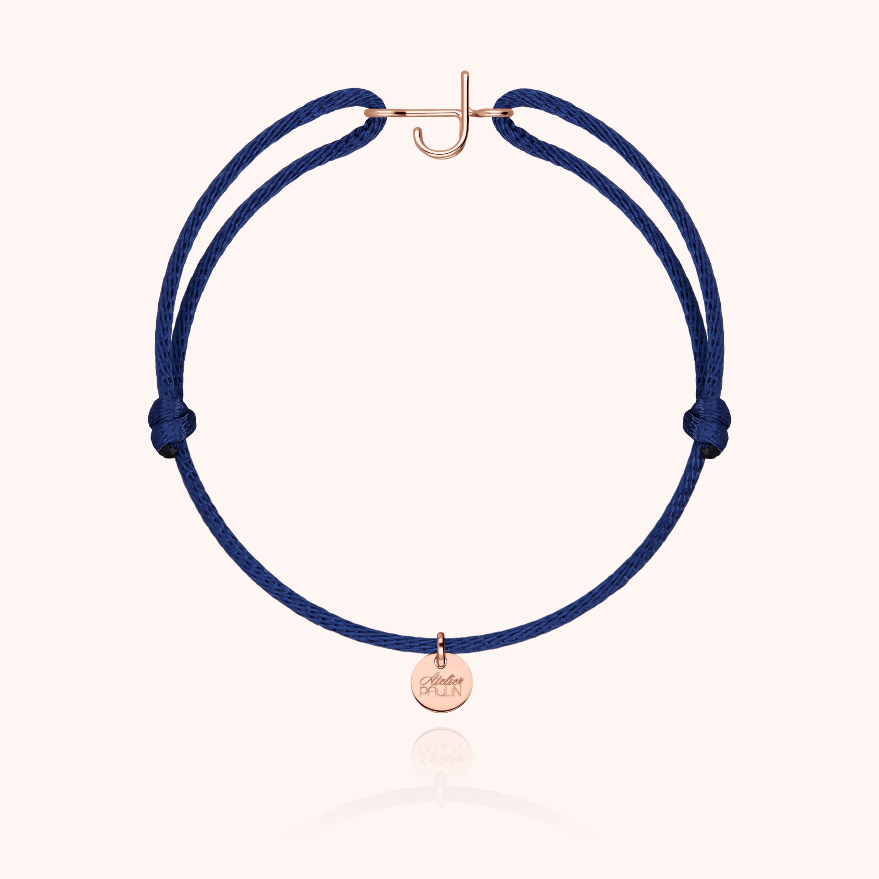 Bracelet Cordon Capitale Initiale en or rose 18K — bracelet personnalisable Atelier Paulin
