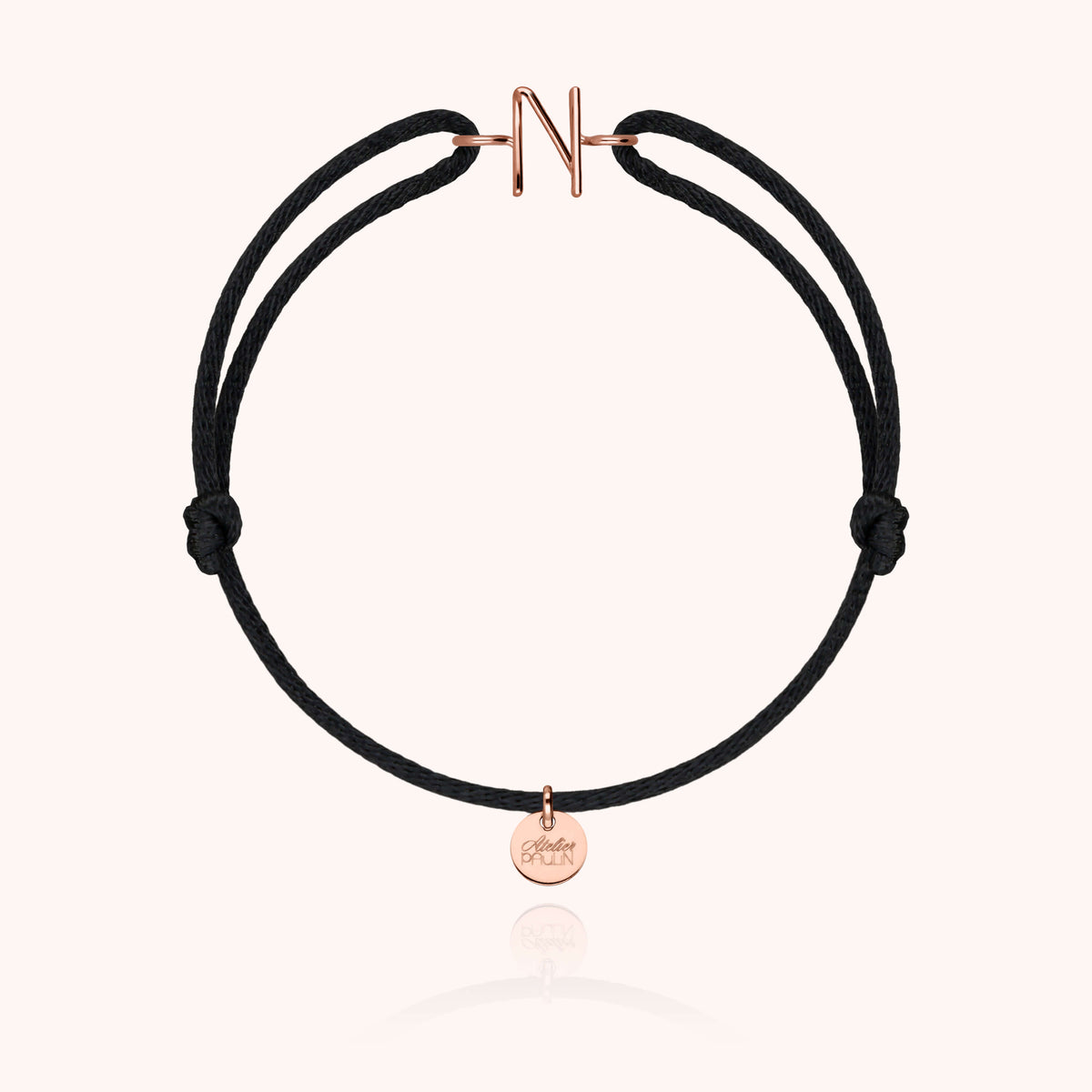 Bracciale Cordino Maiuscola Iniziale - oro rosa 18kt.