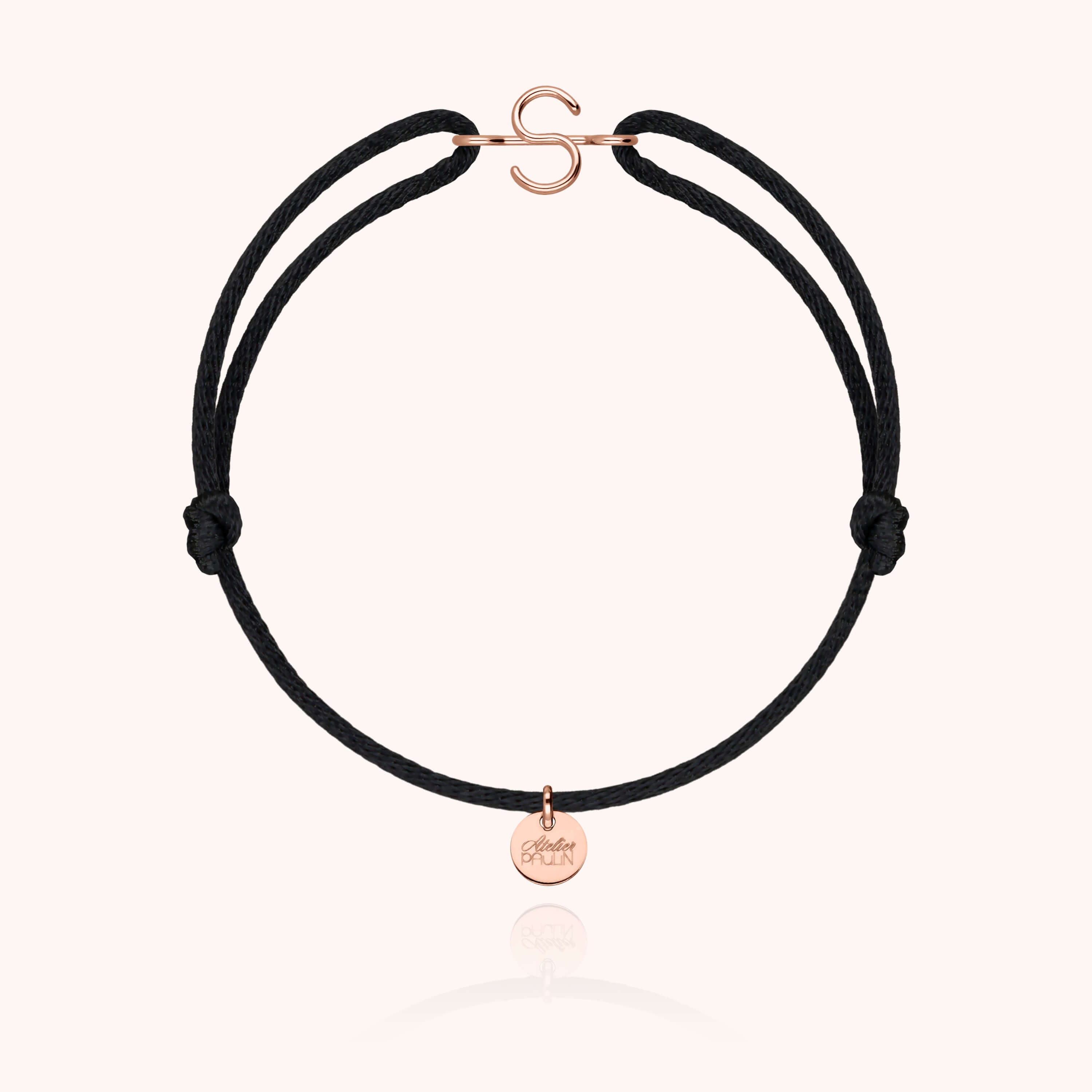 Bracelet Cordon Initiale - or rose 750/1000