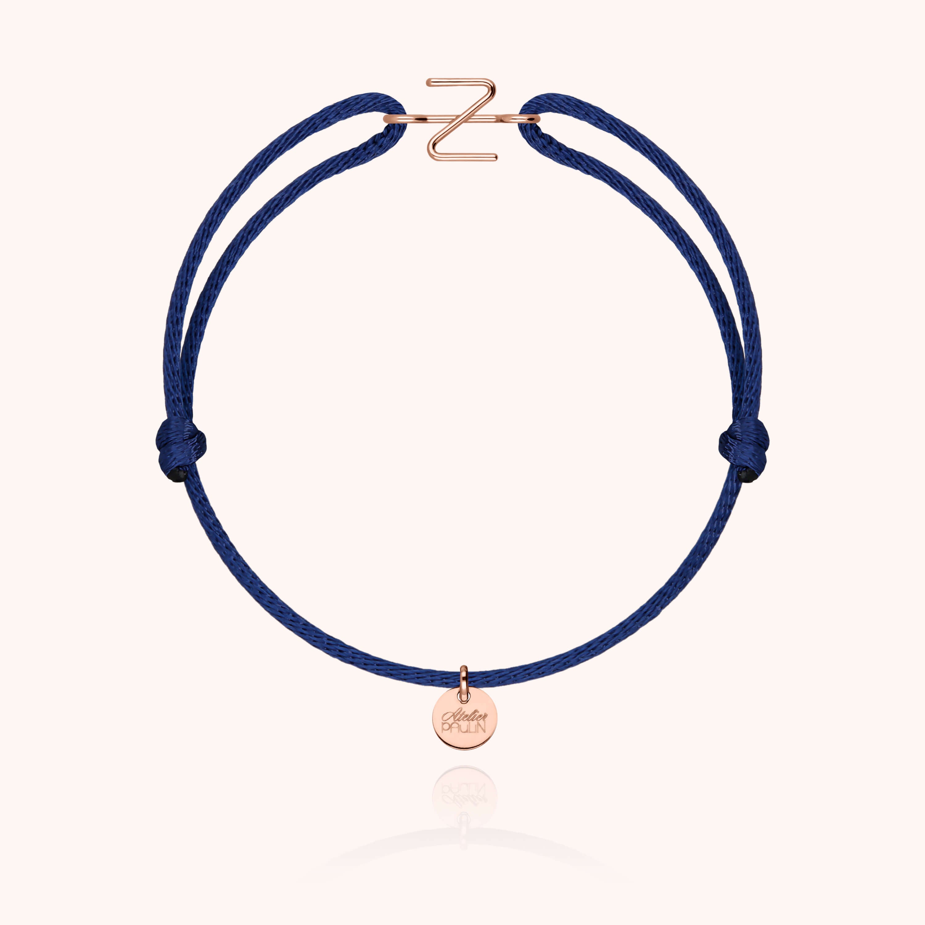 Bracelet Cordon Initiale - or rose 750/1000