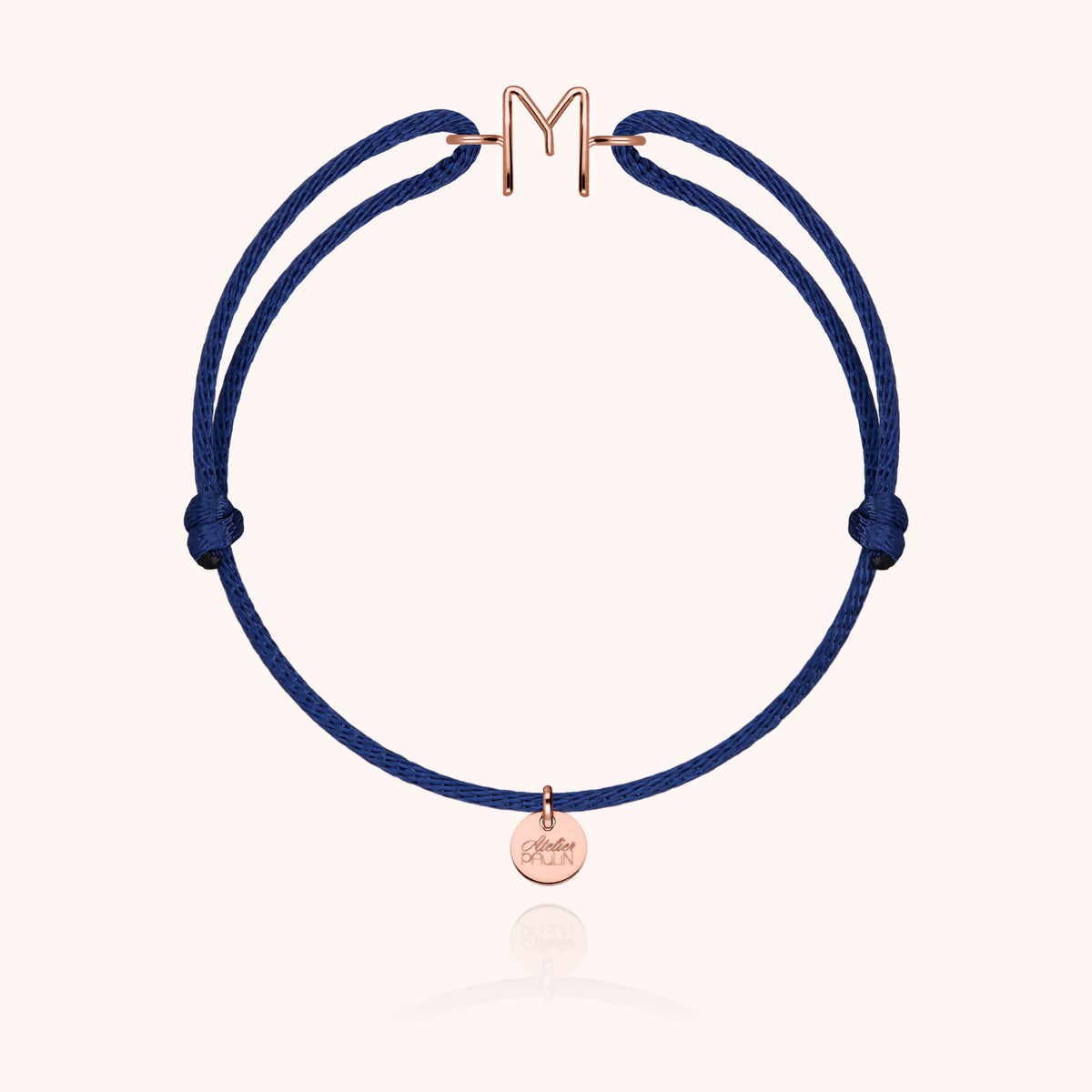 Bracciale Cordino Maiuscola Iniziale - oro rosa 18kt.