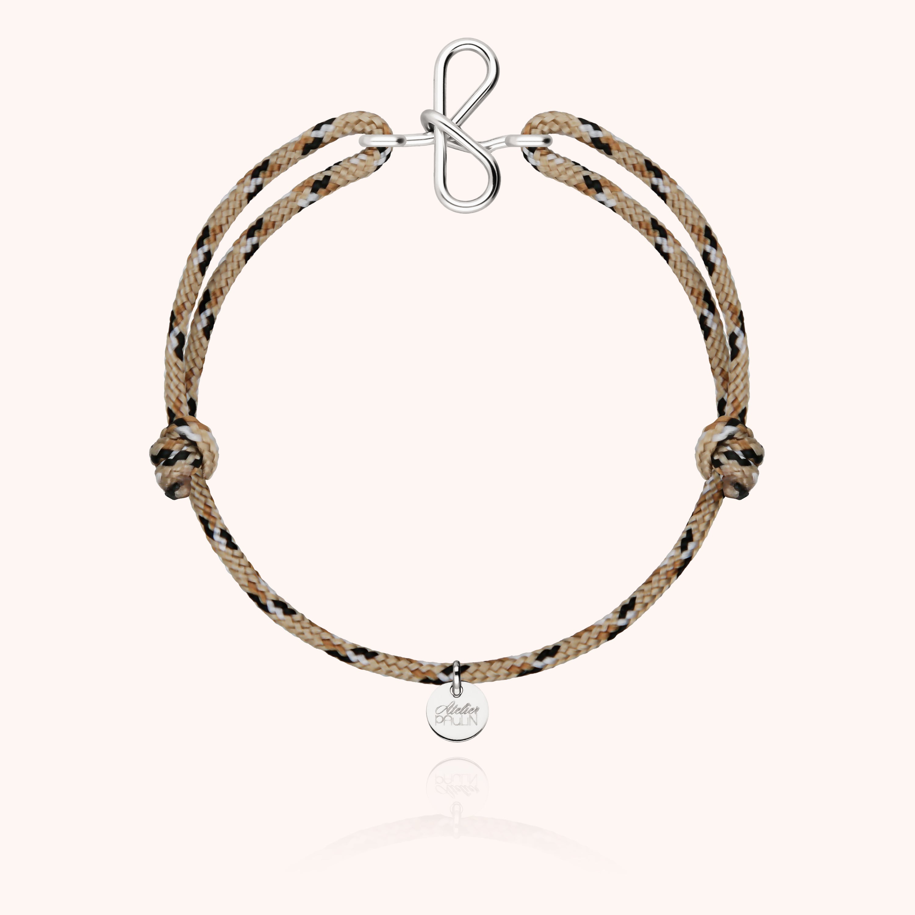 Bracelet Cordon Knot Initiale Homme - argent