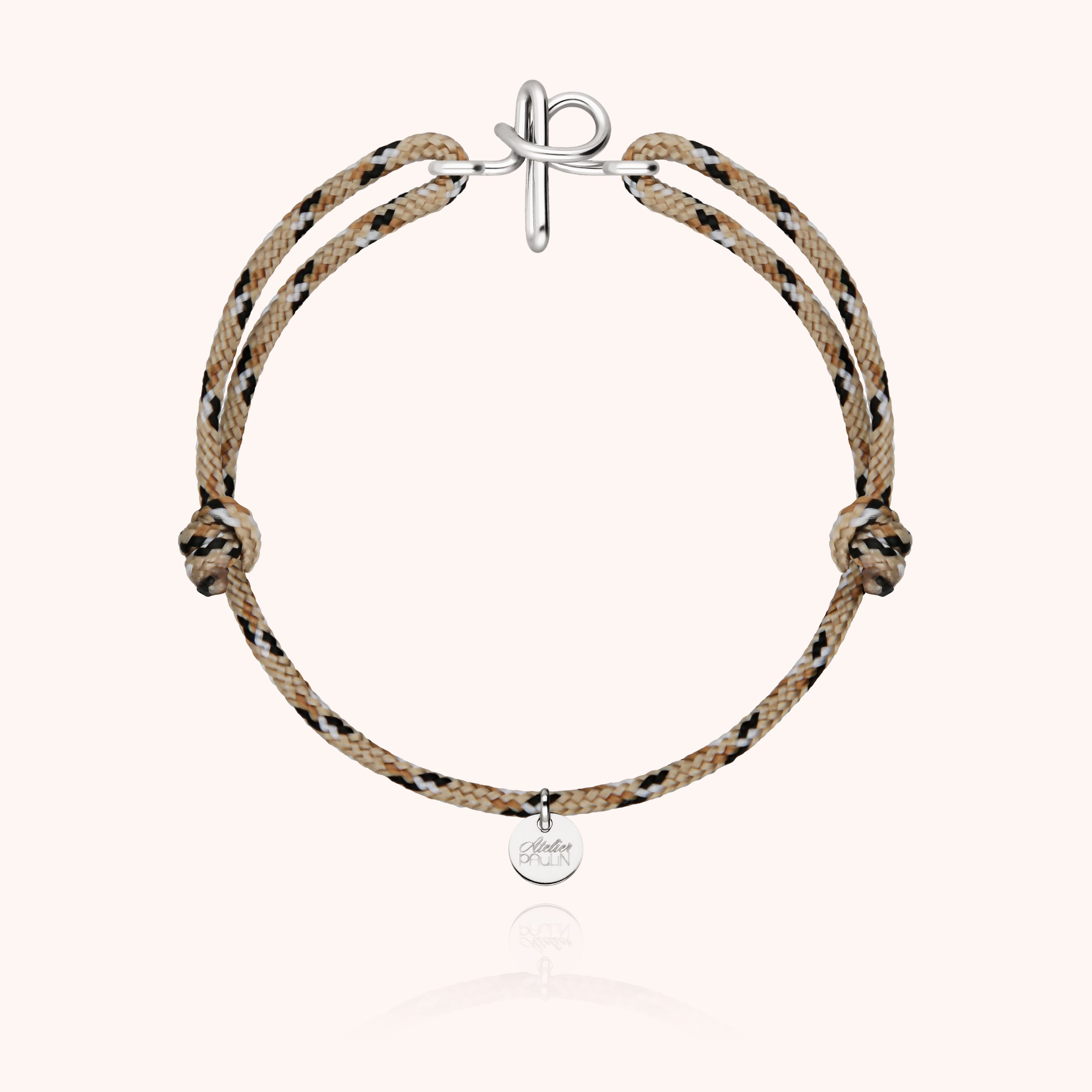 Bracelet Cordon Knot Initiale Homme - argent