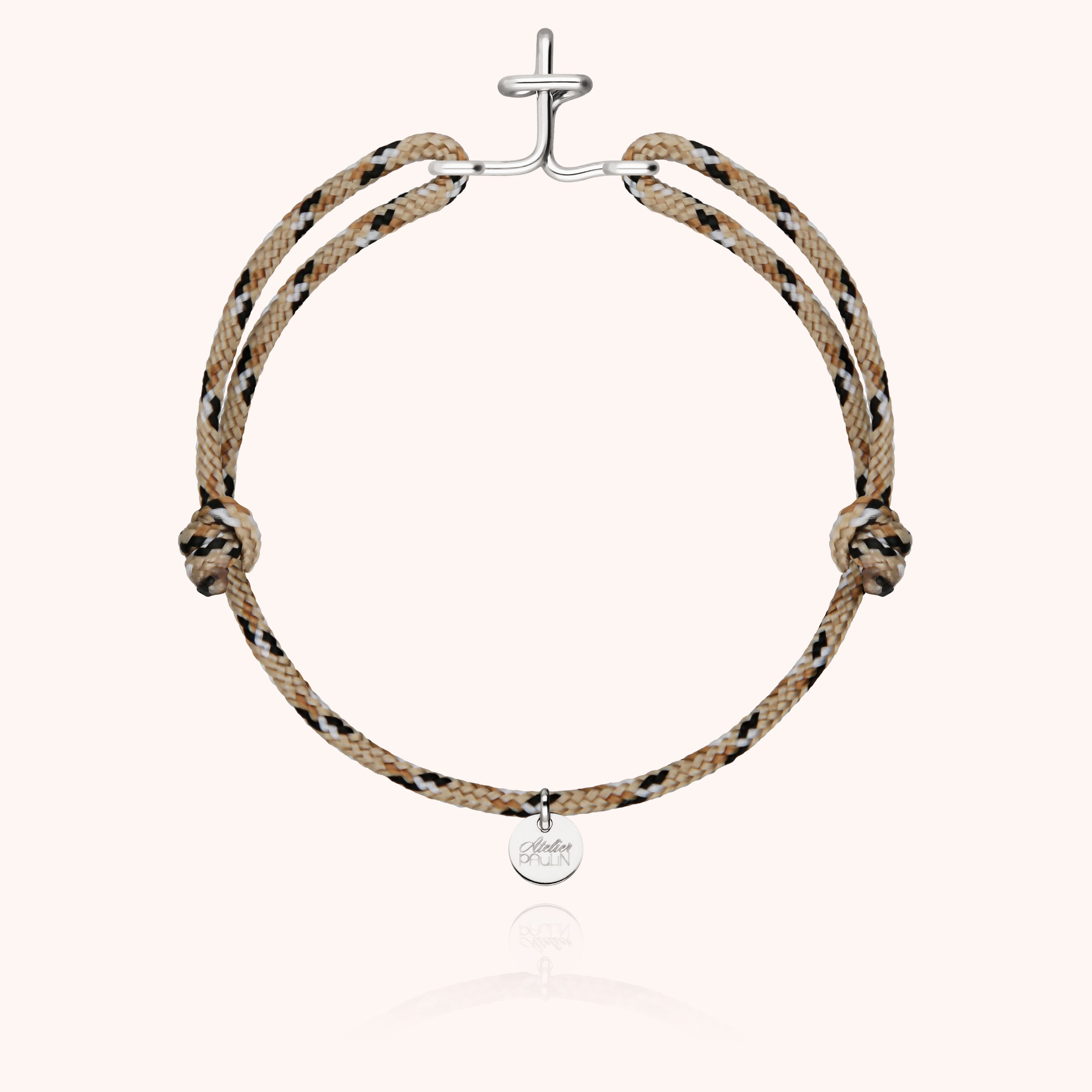 Bracelet Cordon Knot Initiale Homme - argent