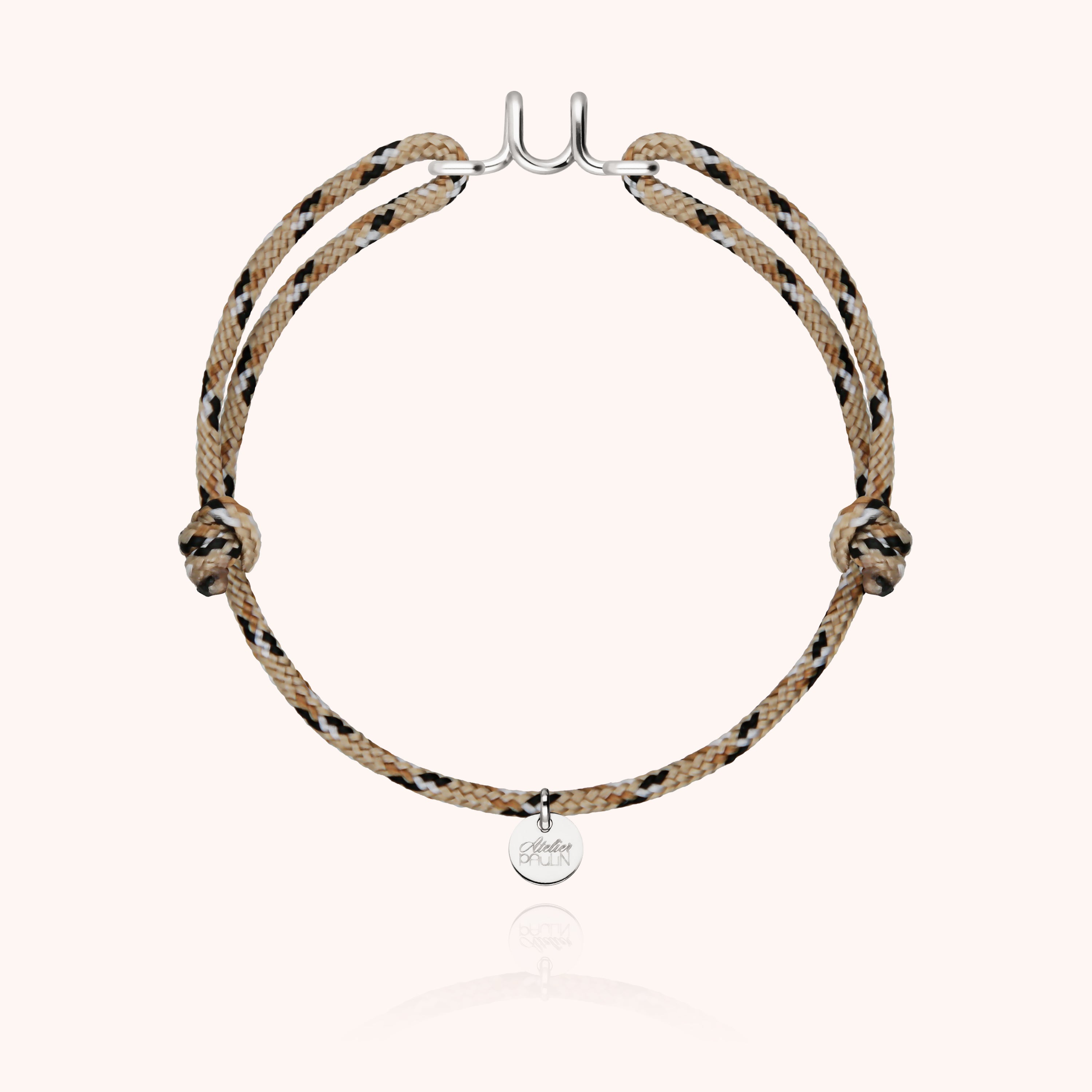 Bracelet Cordon Knot Initiale Homme - argent